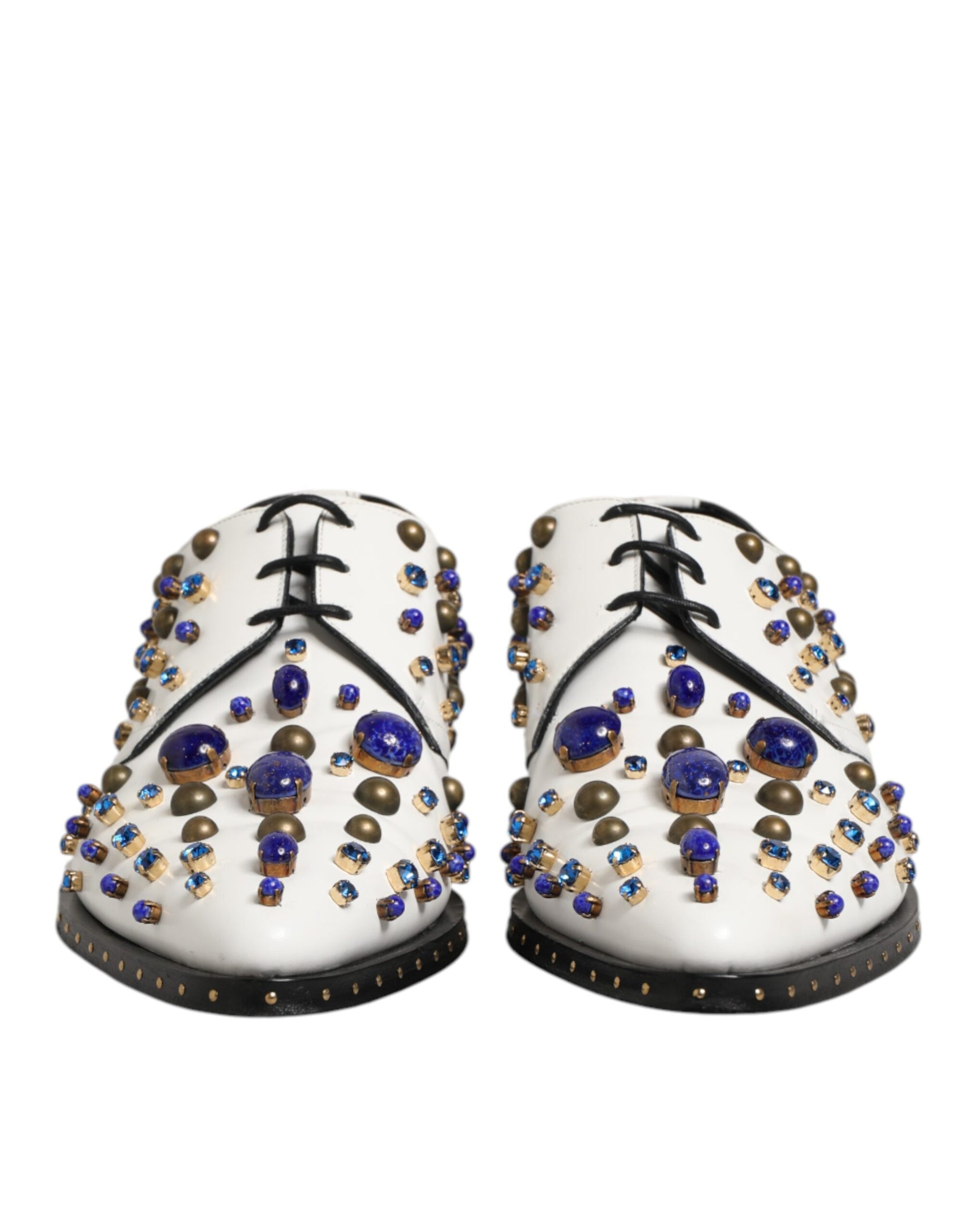 Dolce & Gabbana White Leather Crystals Embellished Dress  Shoes | Regal Royce