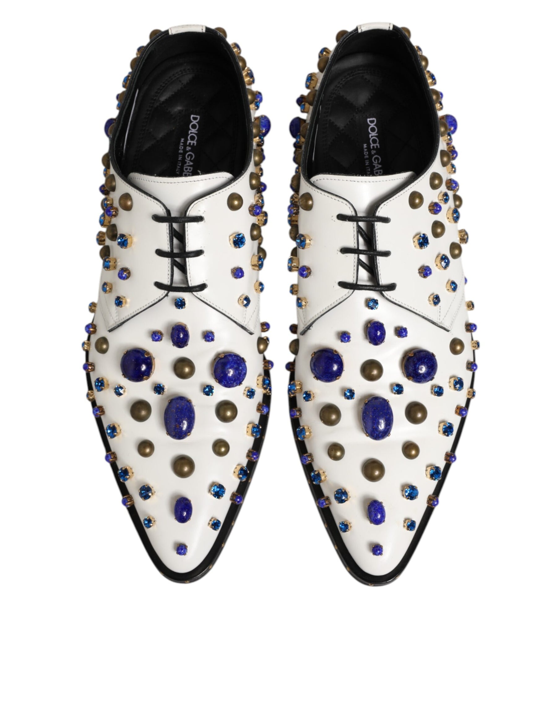 Dolce & Gabbana White Leather Crystals Embellished Dress  Shoes | Regal Royce