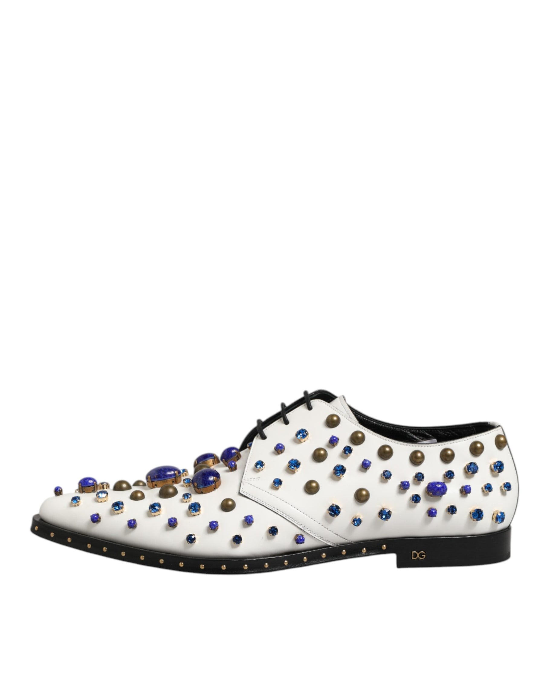 Dolce & Gabbana White Leather Crystals Embellished Dress  Shoes | Regal Royce
