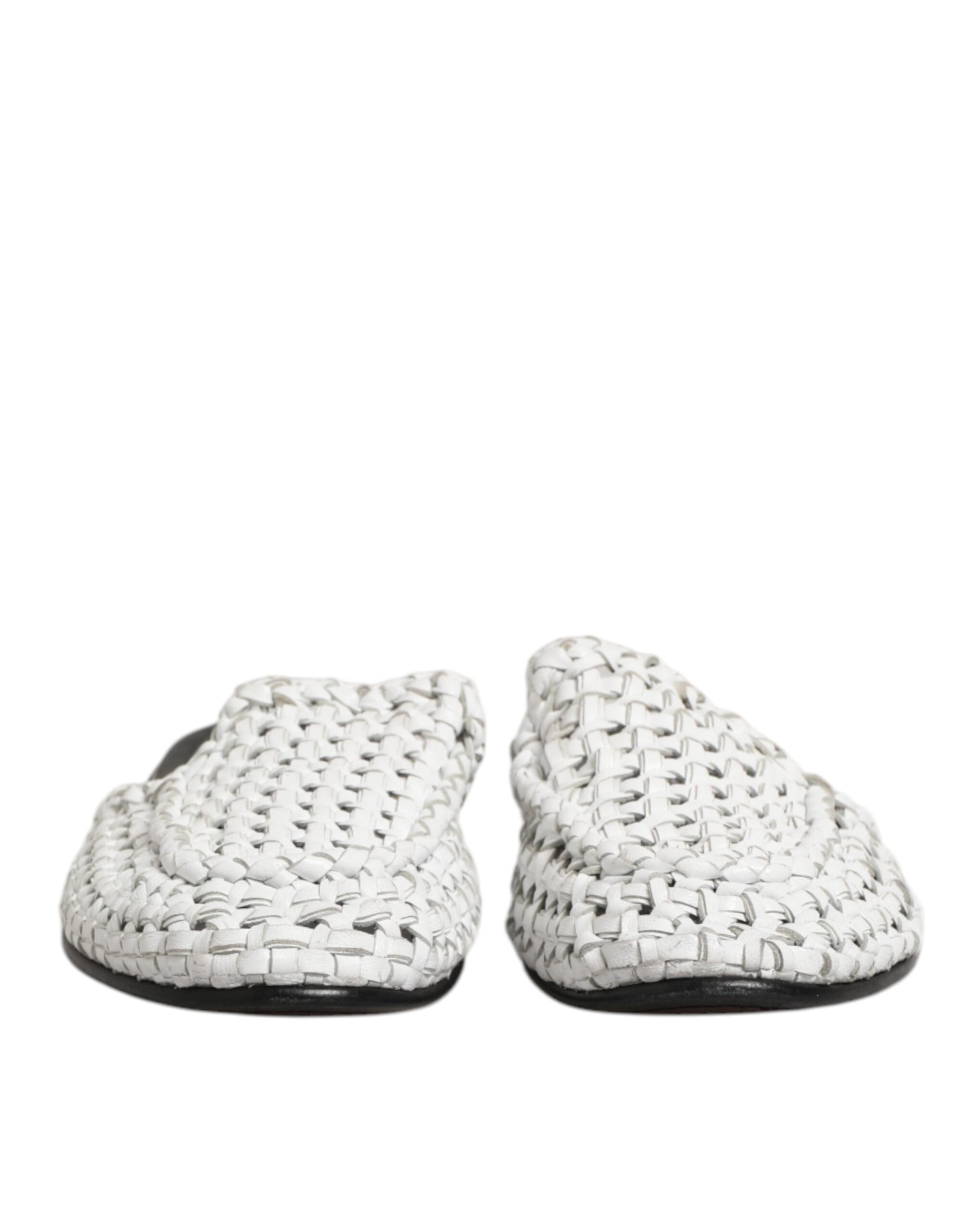 Dolce & Gabbana White Woven Slides MULES Men Sandals Shoes | Regal Royce