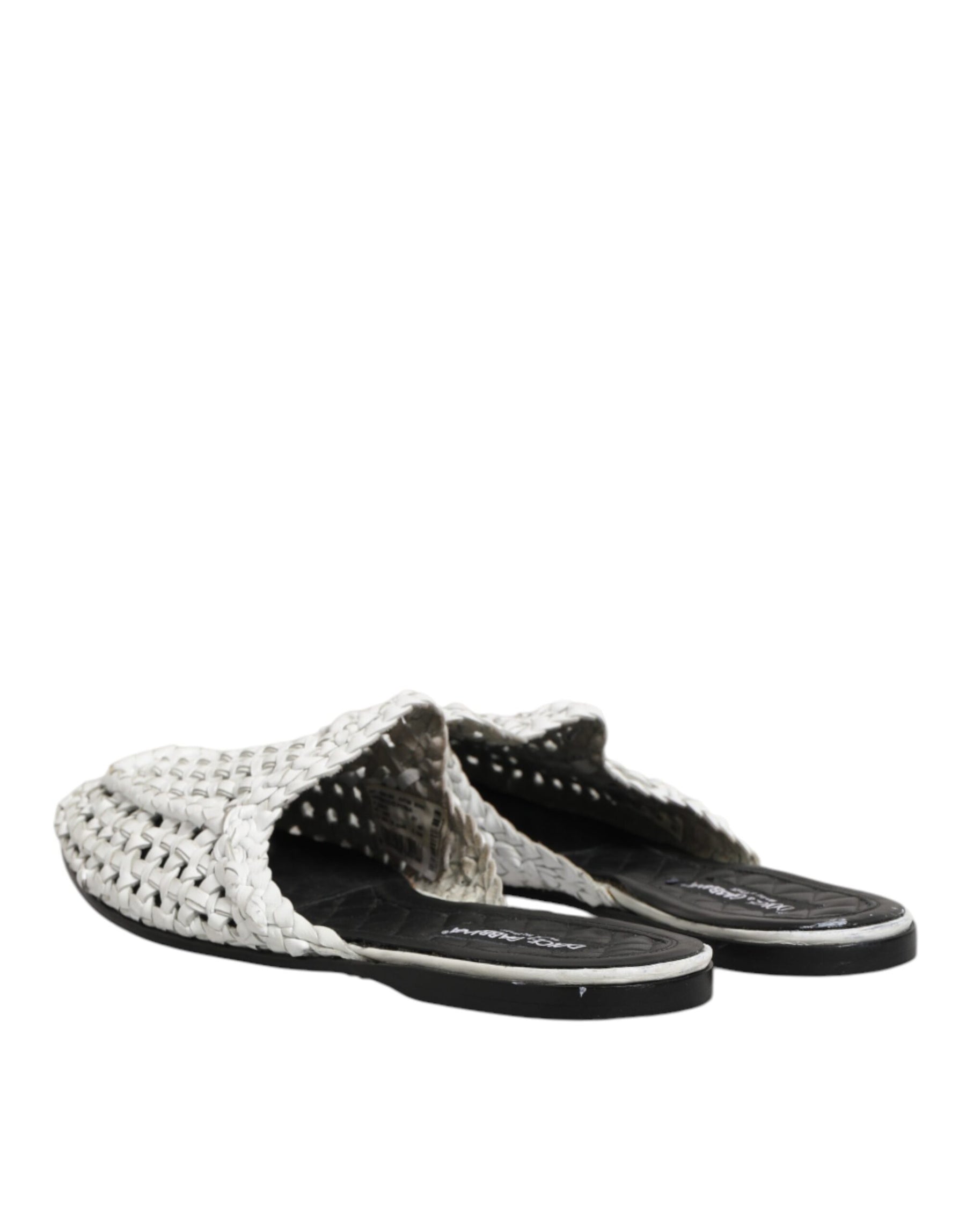 Dolce & Gabbana White Woven Slides MULES Men Sandals Shoes | Regal Royce