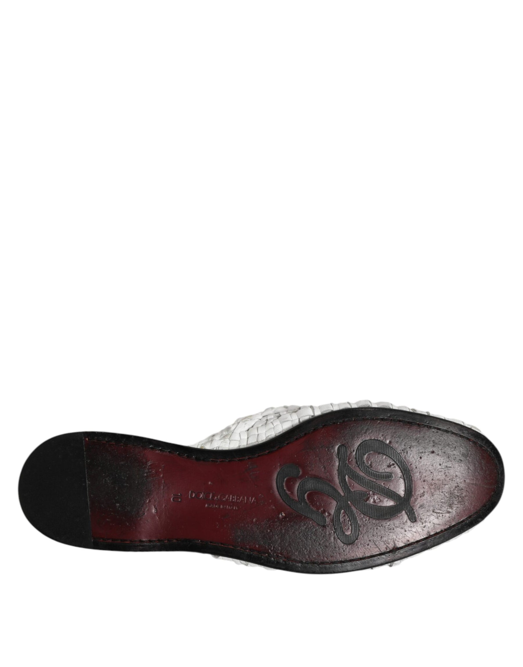 Dolce & Gabbana White Woven Slides MULES Men Sandals Shoes | Regal Royce