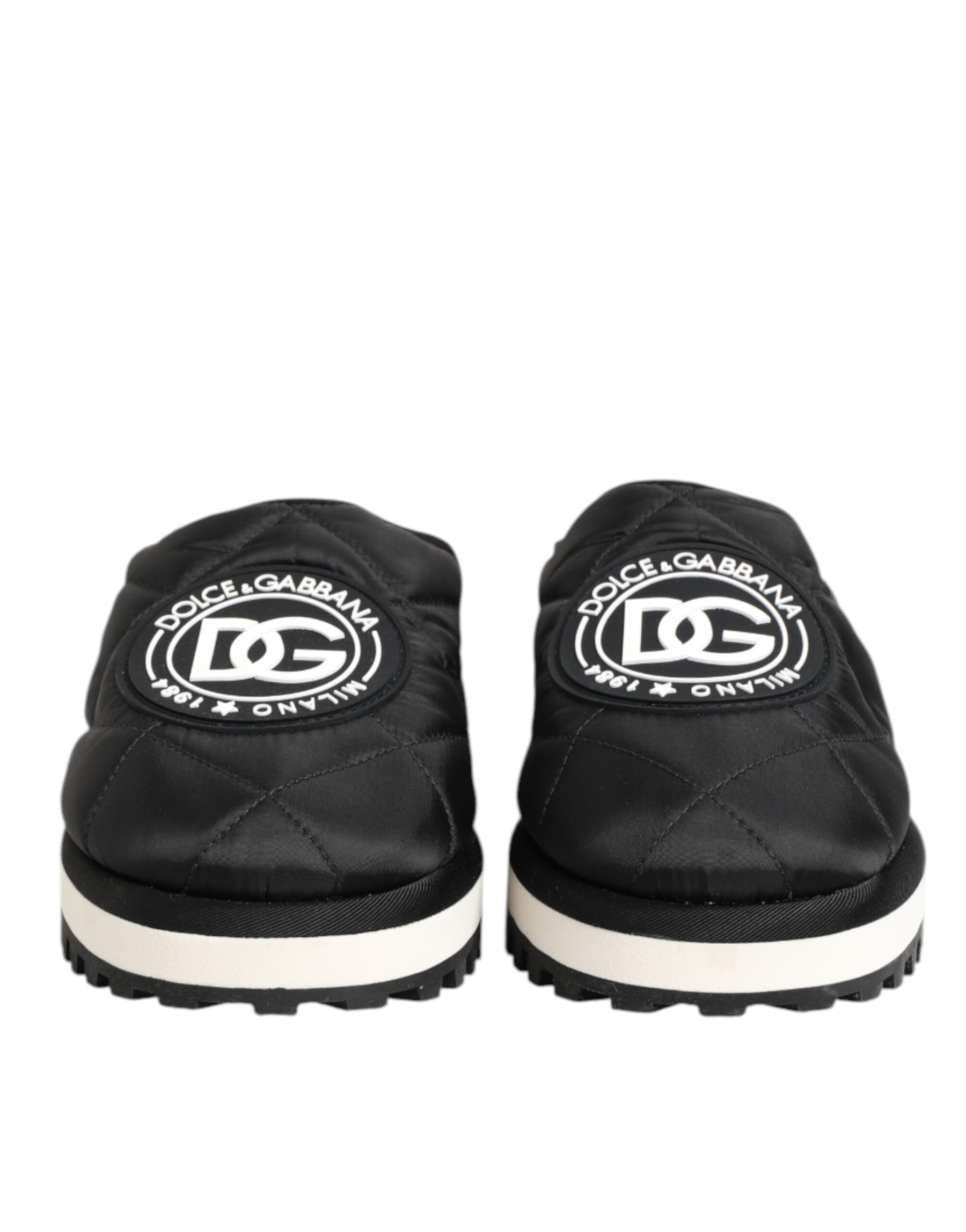 Dolce & Gabbana Black Nylon Low Top Slip On Sneaker Shoes | Regal Royce