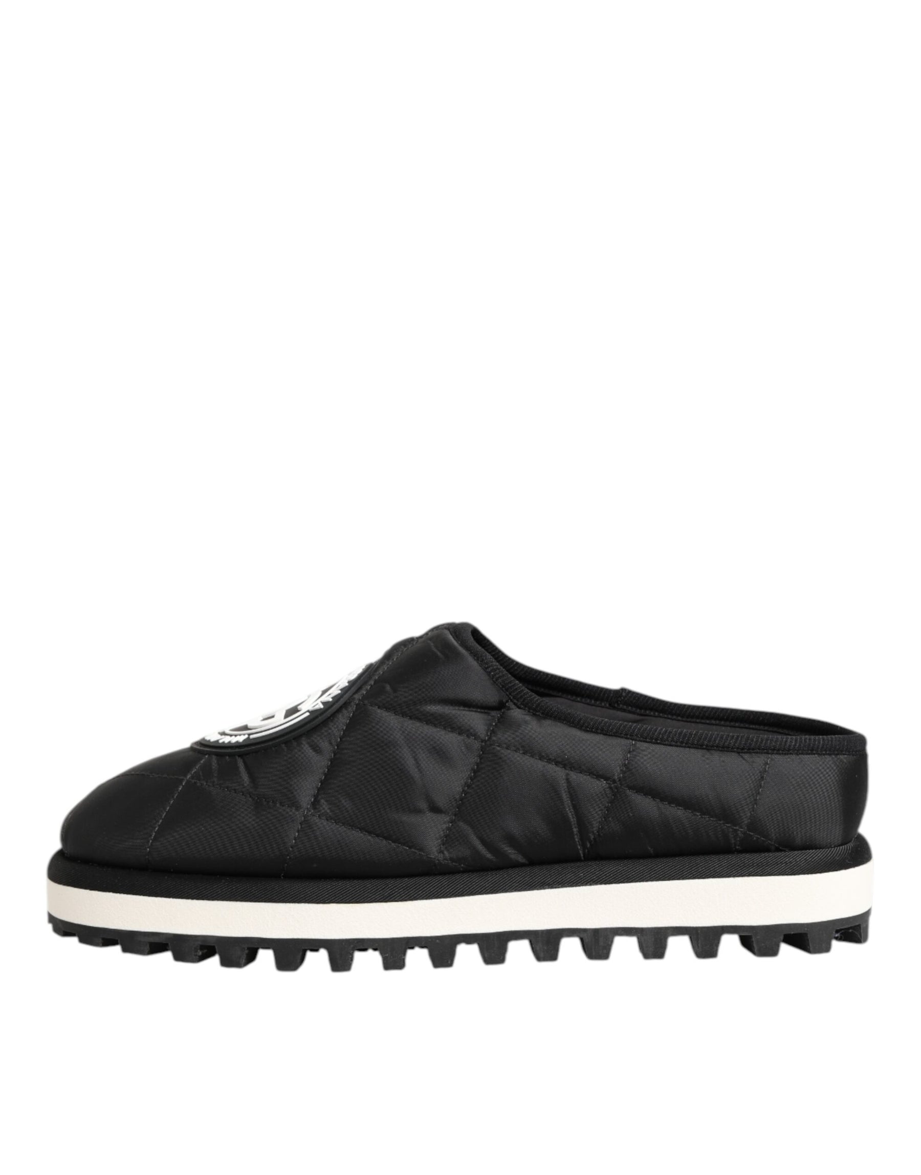 Dolce & Gabbana Black Nylon Low Top Slip On Sneaker Shoes | Regal Royce