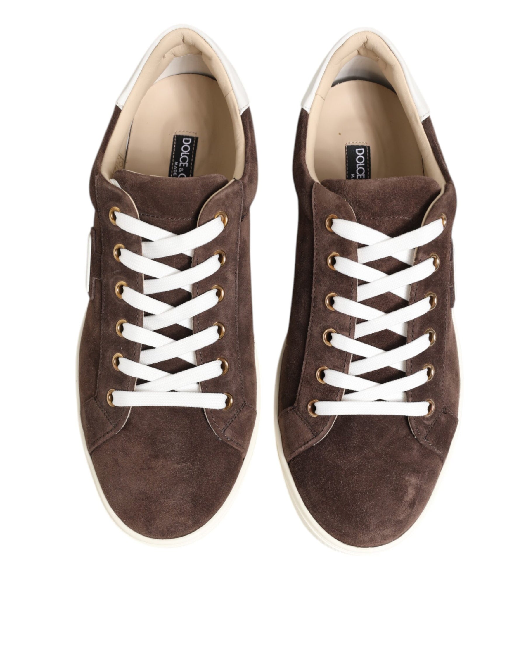 Dolce & Gabbana Brown Suede Leather Low Top Men Sneakers Shoes | Regal Royce