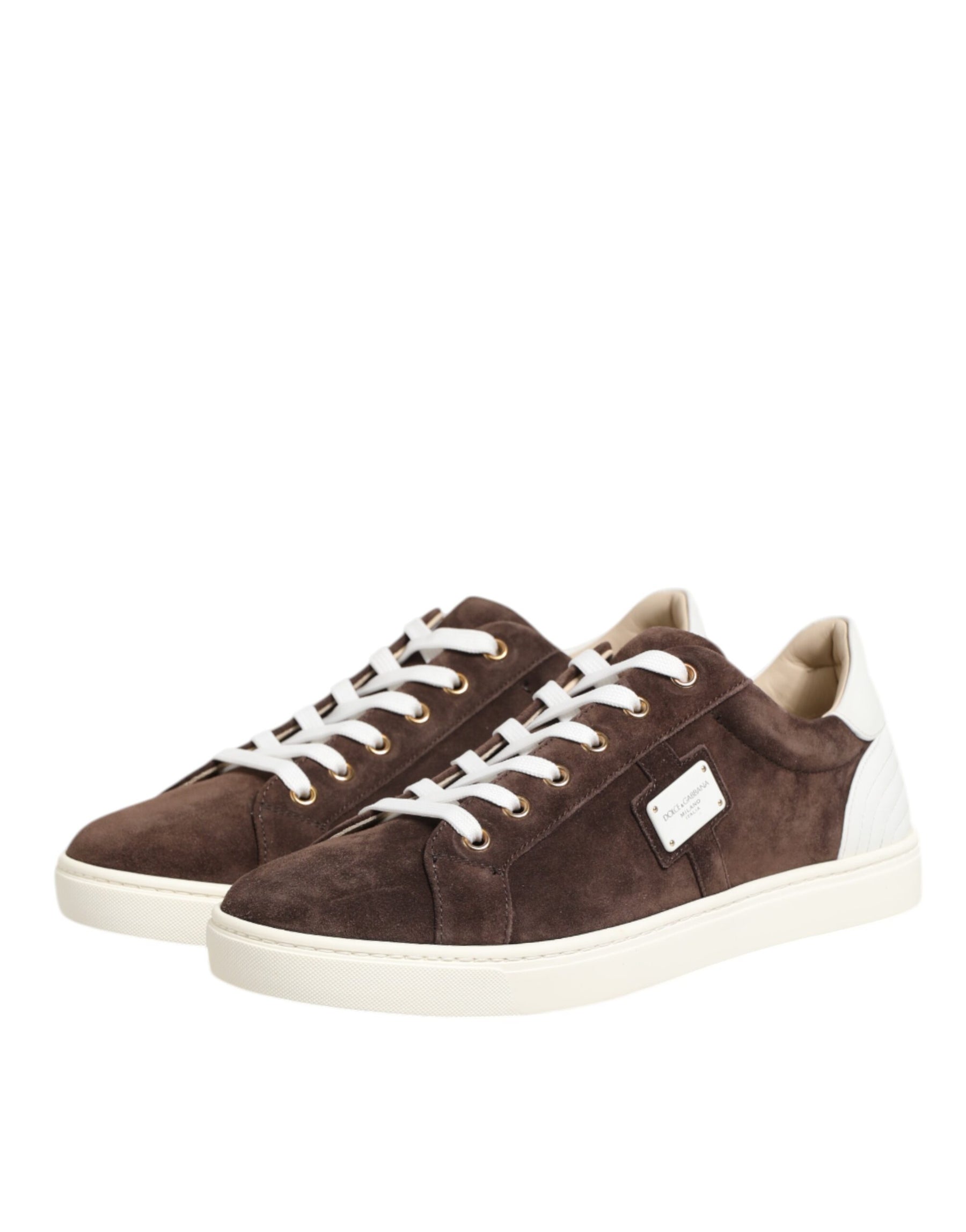 Dolce & Gabbana Brown Suede Leather Low Top Men Sneakers Shoes | Regal Royce