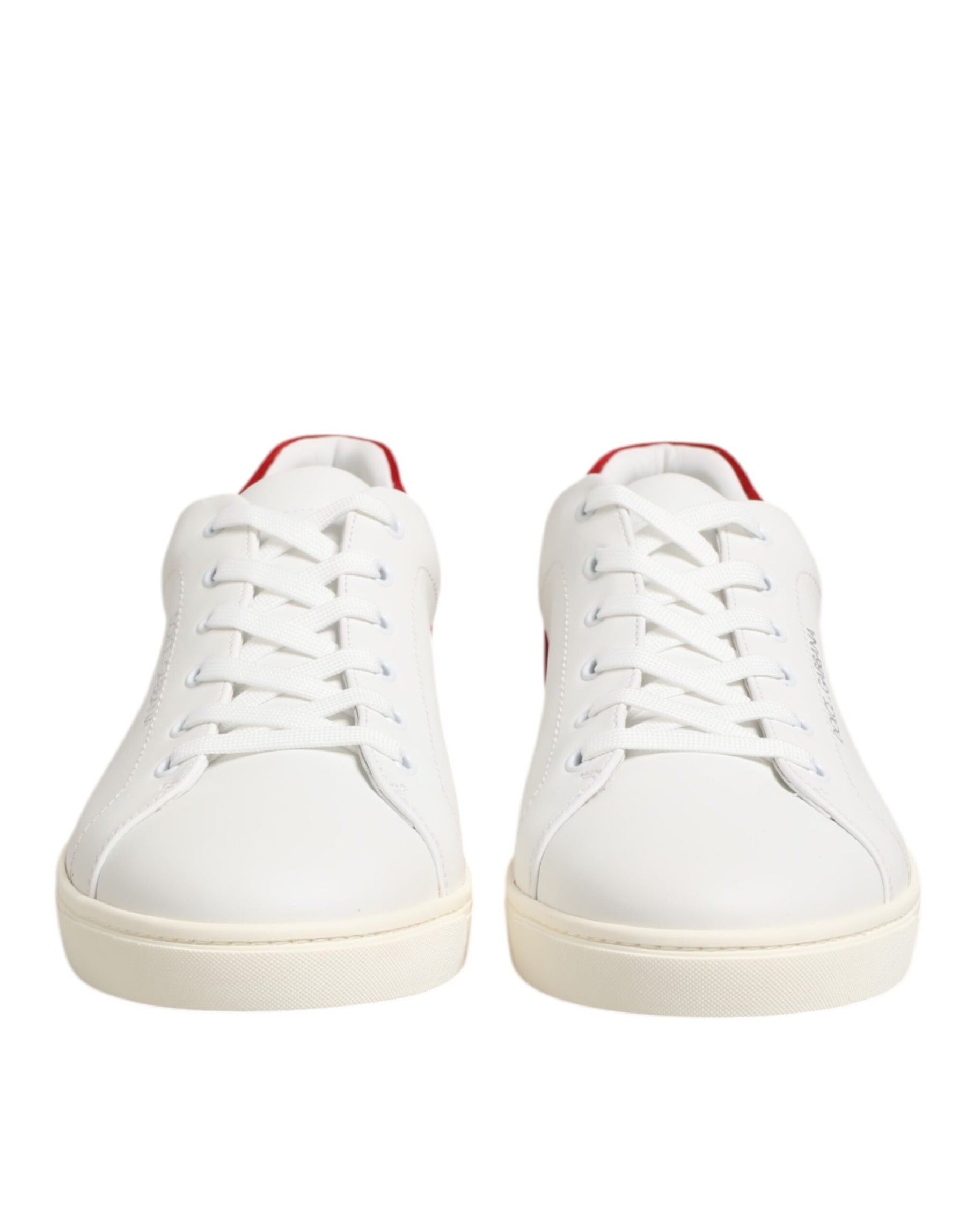 Dolce & Gabbana White Red Leather Low Top Men Sneakers Shoes | Regal Royce