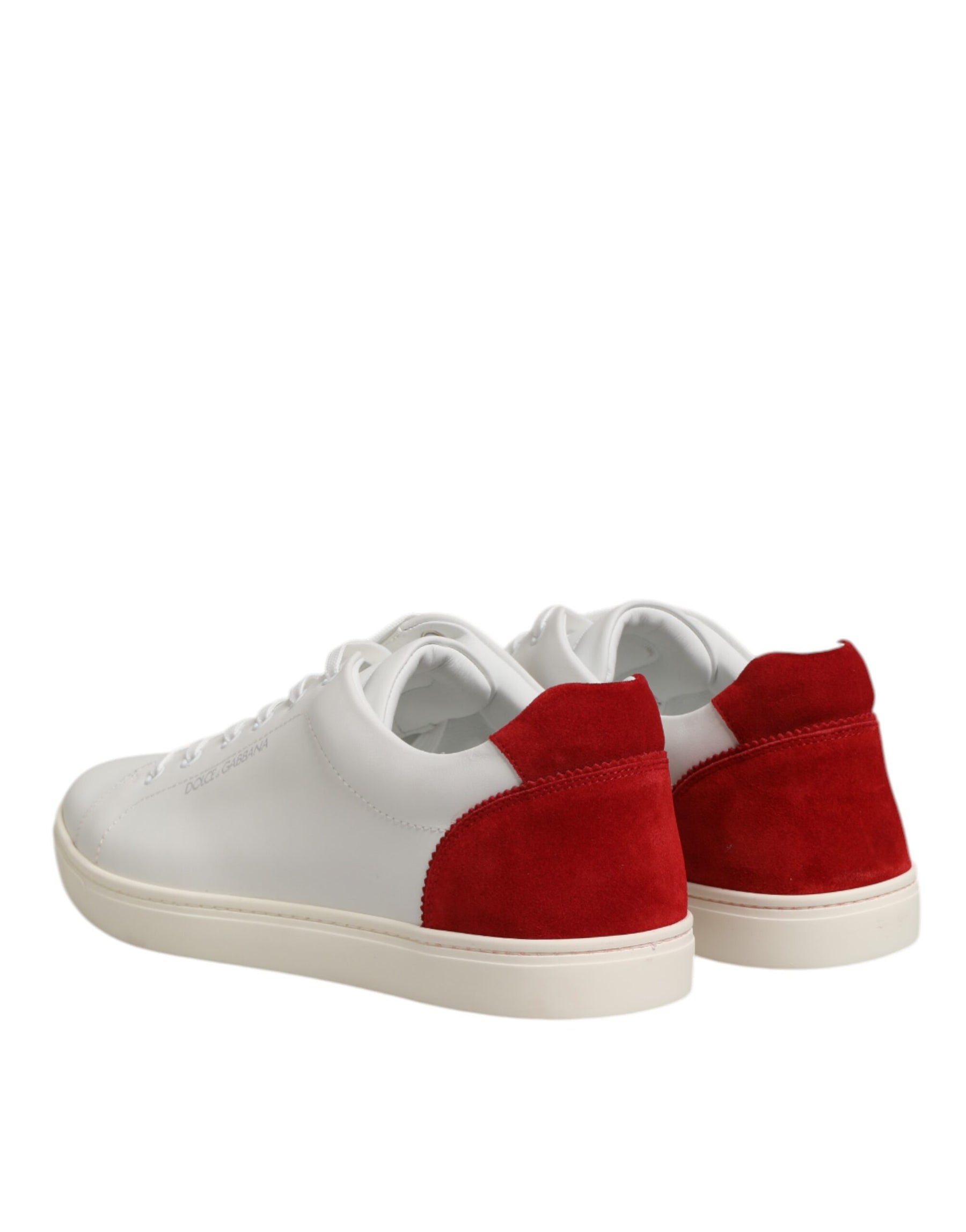 Dolce & Gabbana White Red Leather Low Top Men Sneakers Shoes | Regal Royce