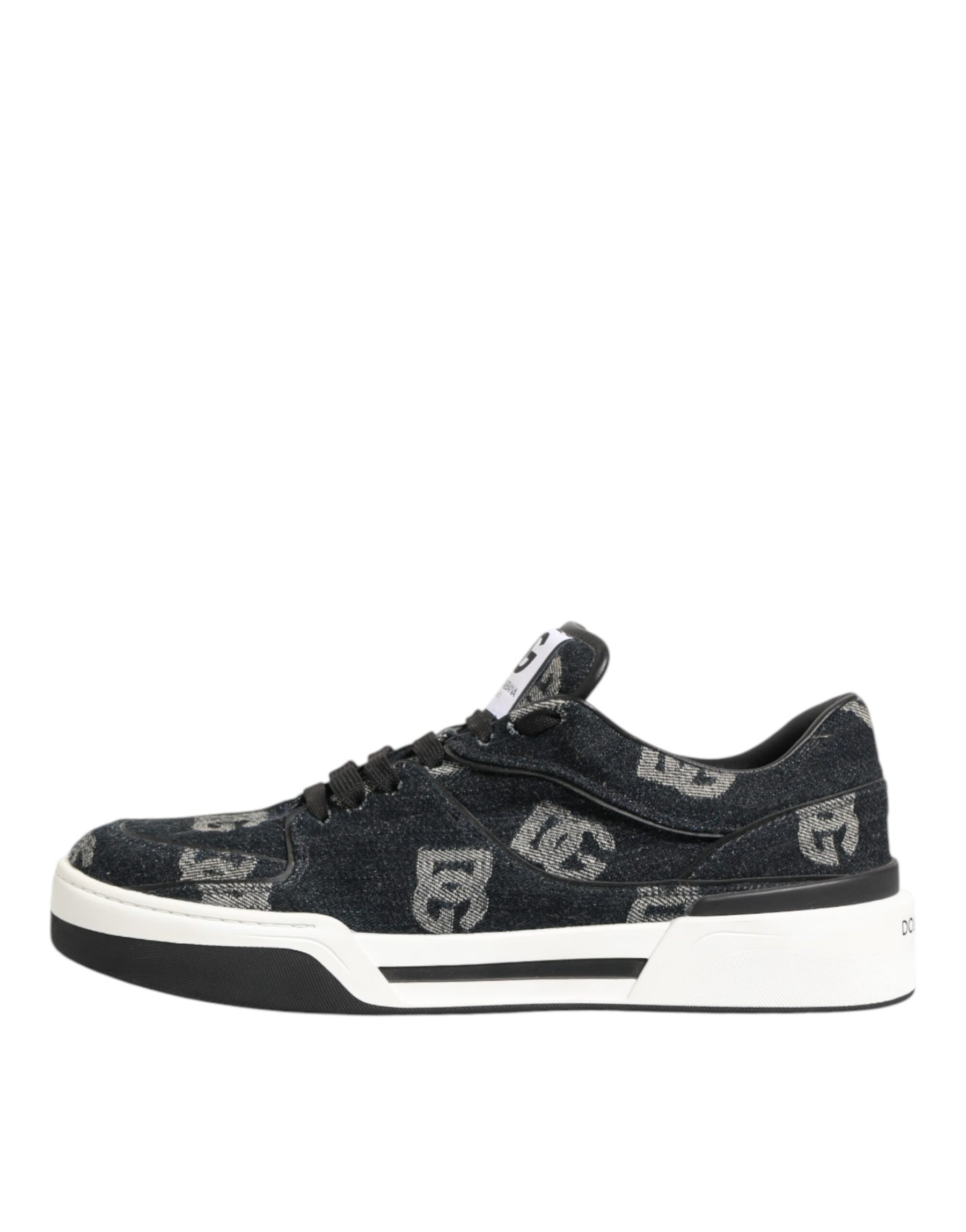Dolce & Gabbana Blue Cotton Denim Logo Low Top Sneakers Shoes | Regal Royce
