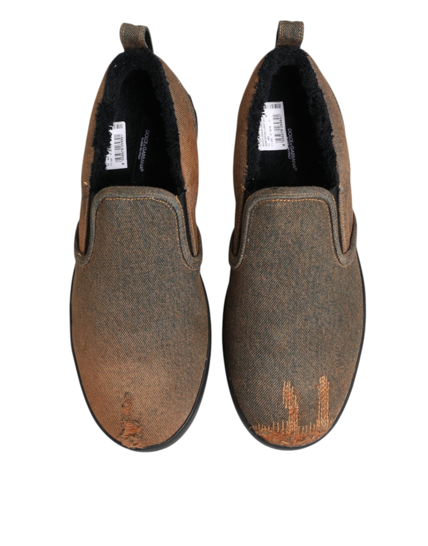 Dolce & Gabbana Brown Cotton Low Top Slip On Sneakers Shoes | Regal Royce