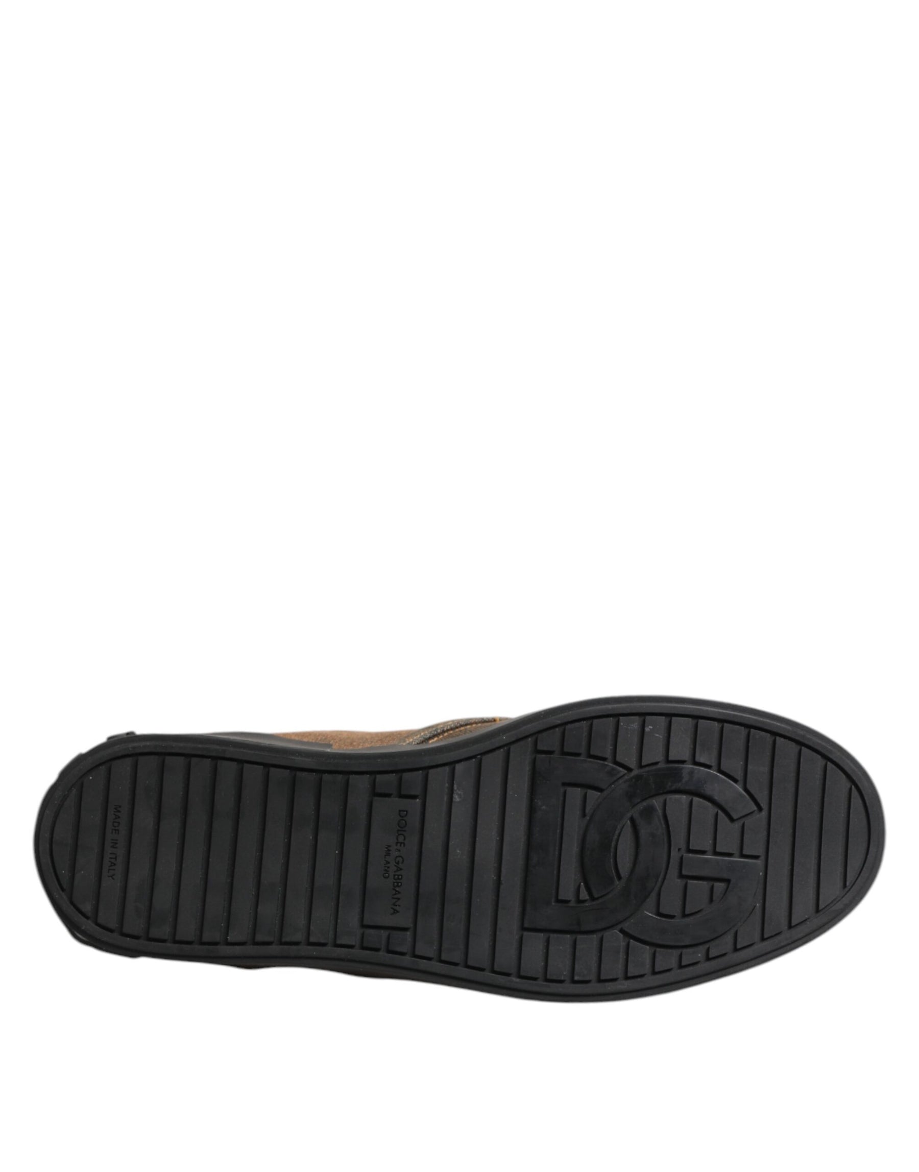 Dolce & Gabbana Brown Cotton Low Top Slip On Sneakers Shoes | Regal Royce