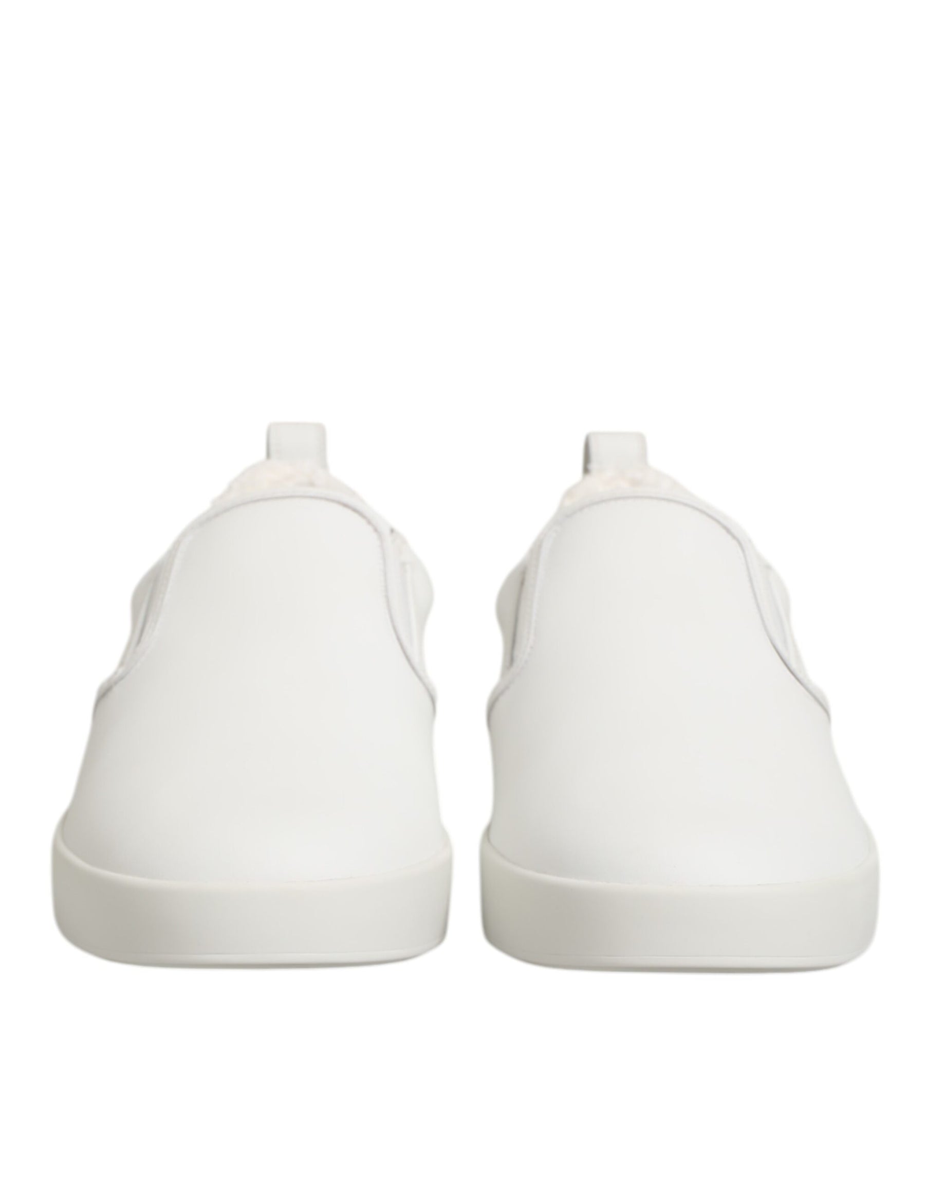 Dolce & Gabbana White Leather Low Top Slip On Sneakers Shoes | Regal Royce