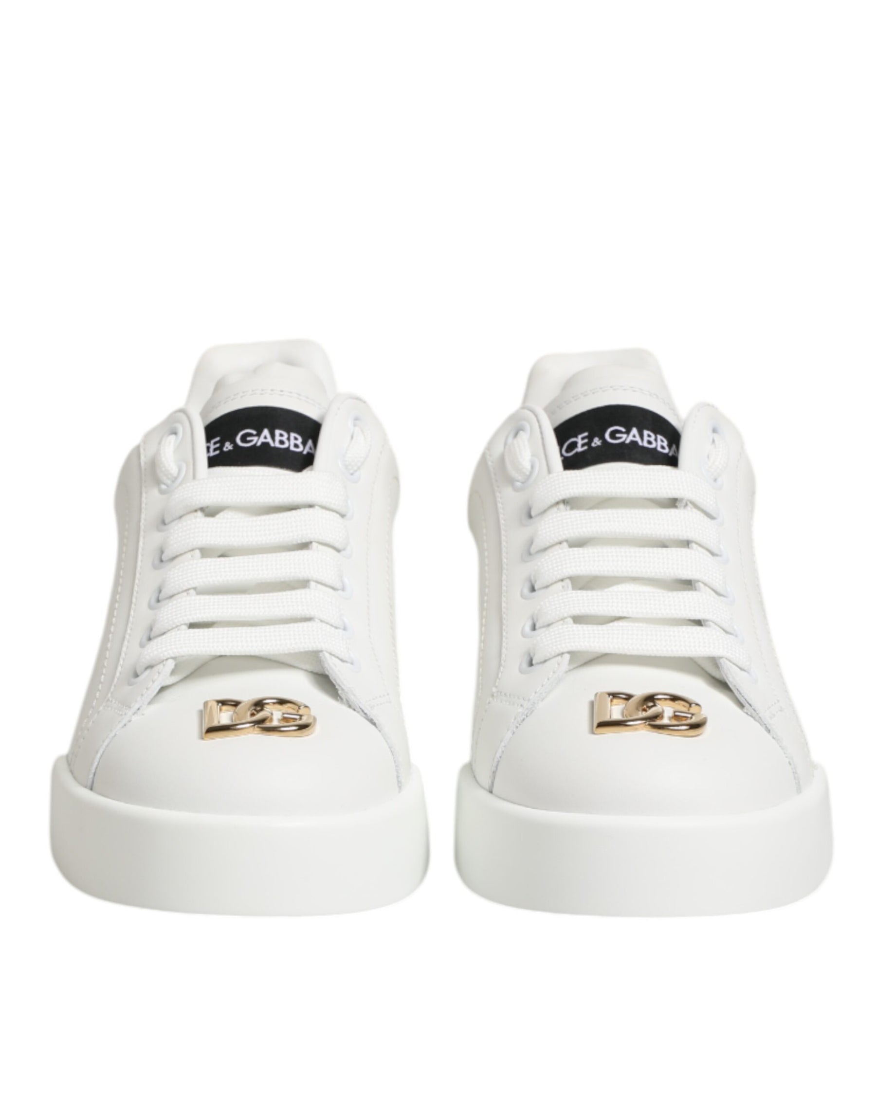 Dolce & Gabbana White DG Leather Low Top Sneakers Shoes | Regal Royce