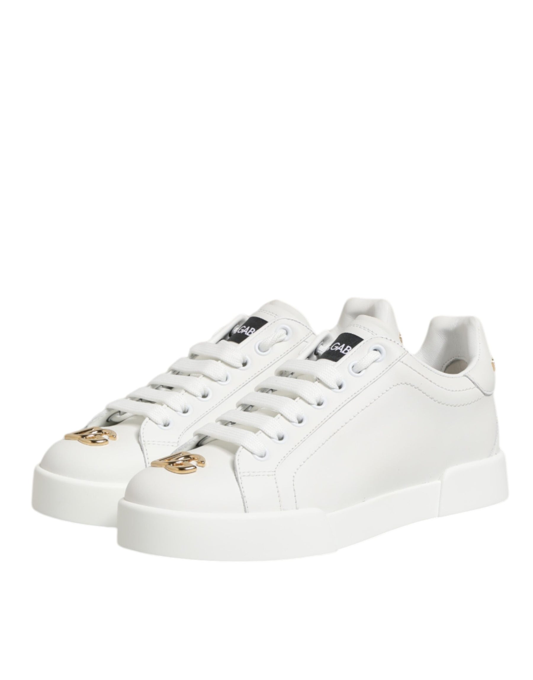 Dolce & Gabbana White DG Leather Low Top Sneakers Shoes | Regal Royce