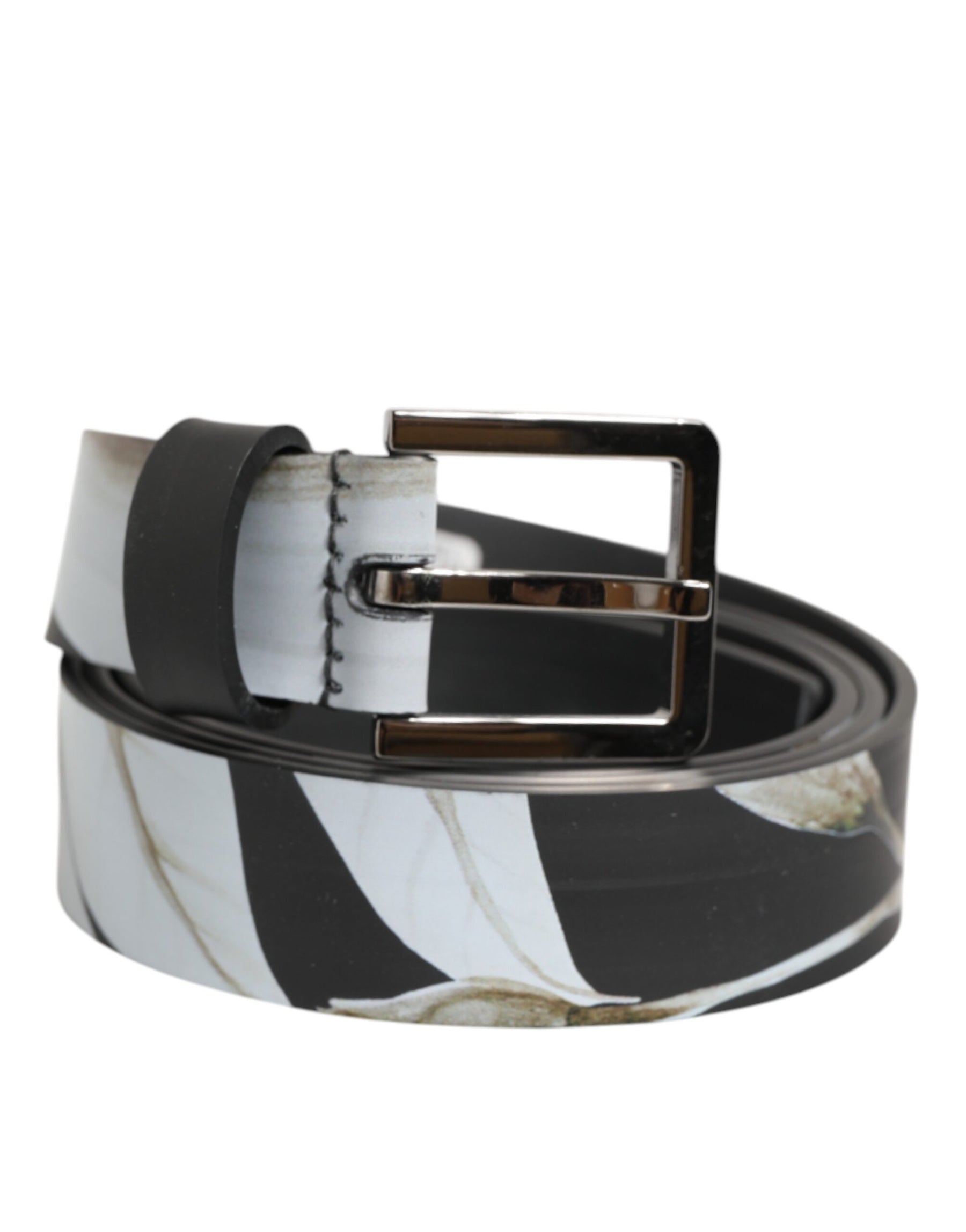 Dolce & Gabbana Multicolor PVC Floral Silver Buckle Men Belt | Regal Royce