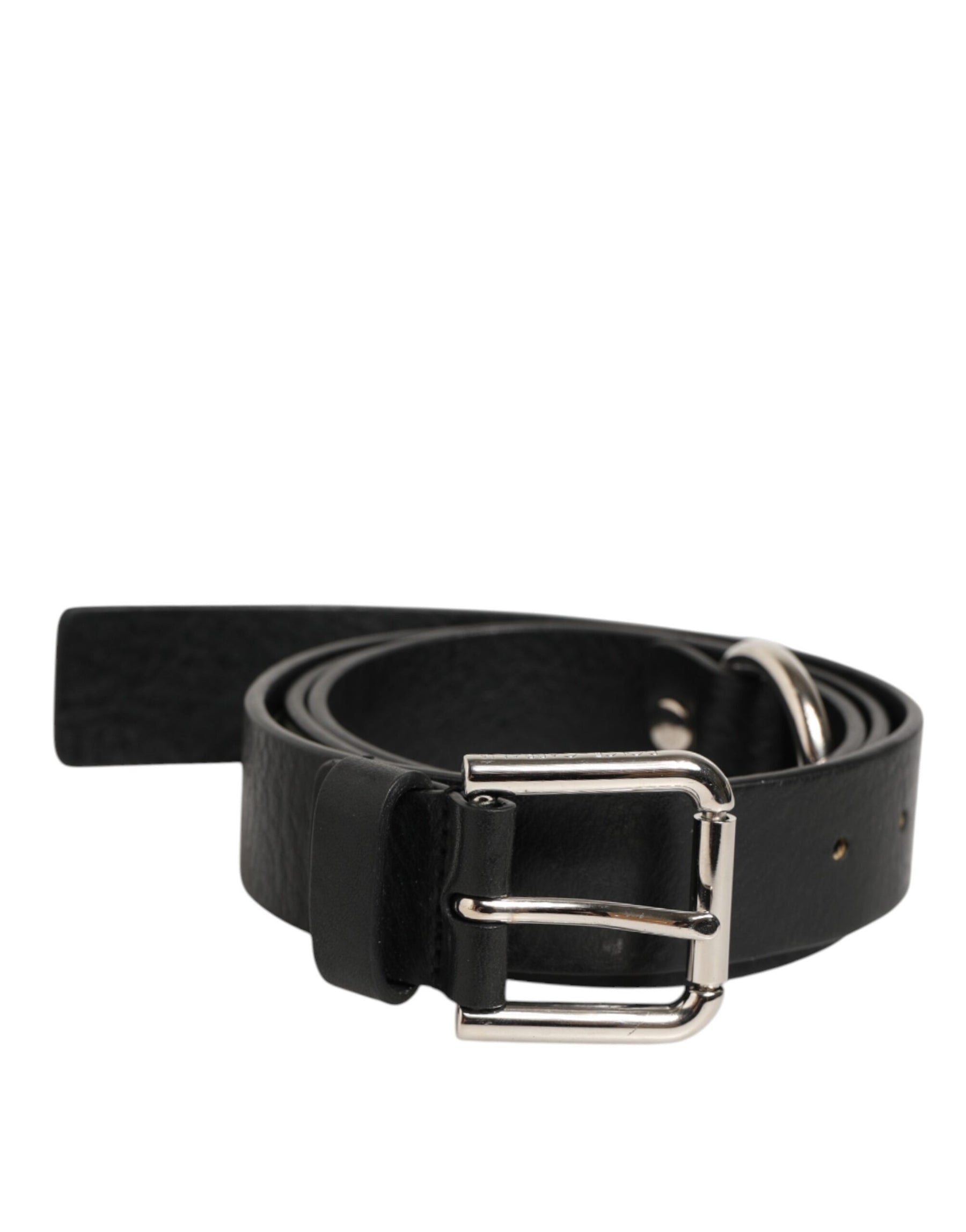 Dolce & Gabbana Black Leather Classic Metal Logo Buckle Belt | Regal Royce