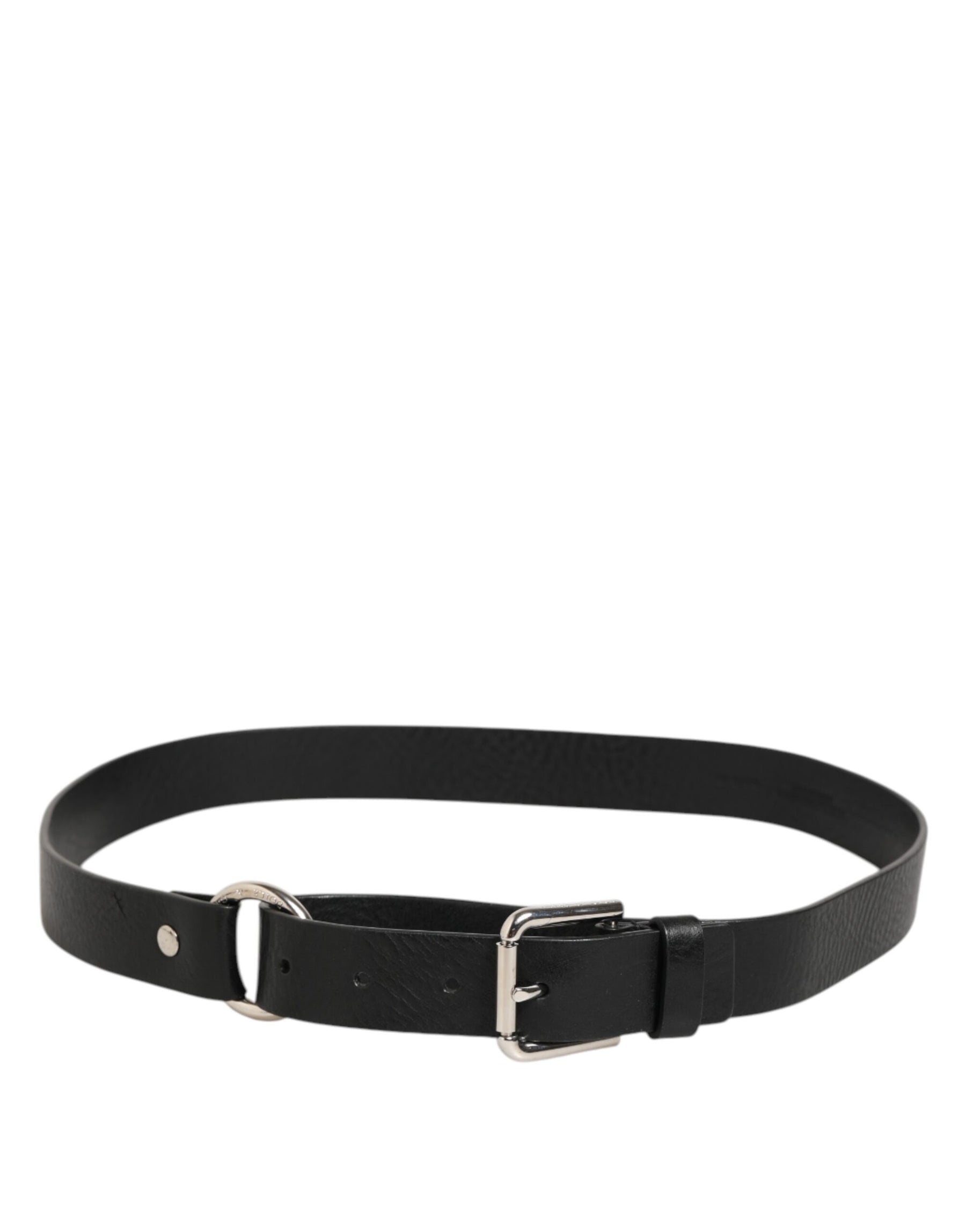 Dolce & Gabbana Black Leather Classic Metal Logo Buckle Belt | Regal Royce