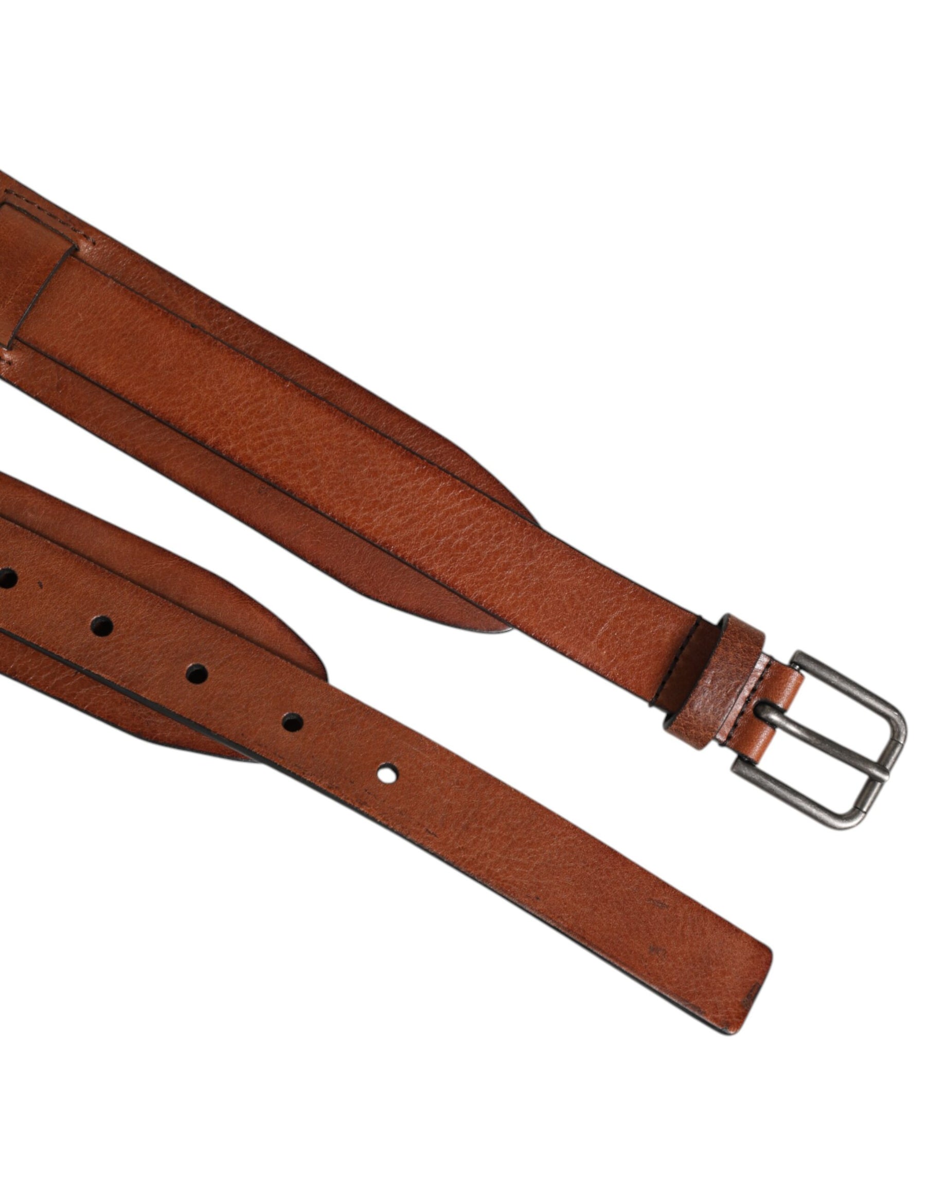 Dolce & Gabbana Brown Classic Gold Metal Logo Buckle Men  Belt | Regal Royce