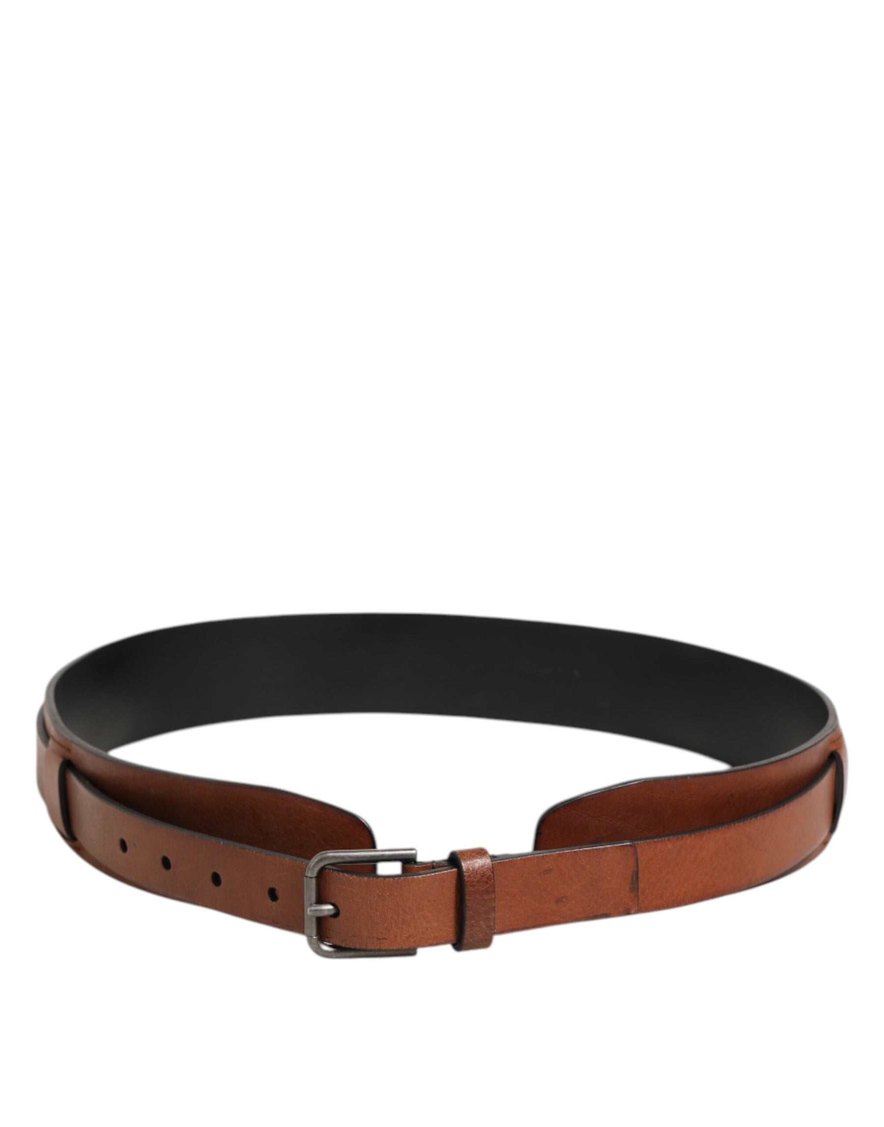 Dolce & Gabbana Brown Classic Gold Metal Logo Buckle Men  Belt | Regal Royce