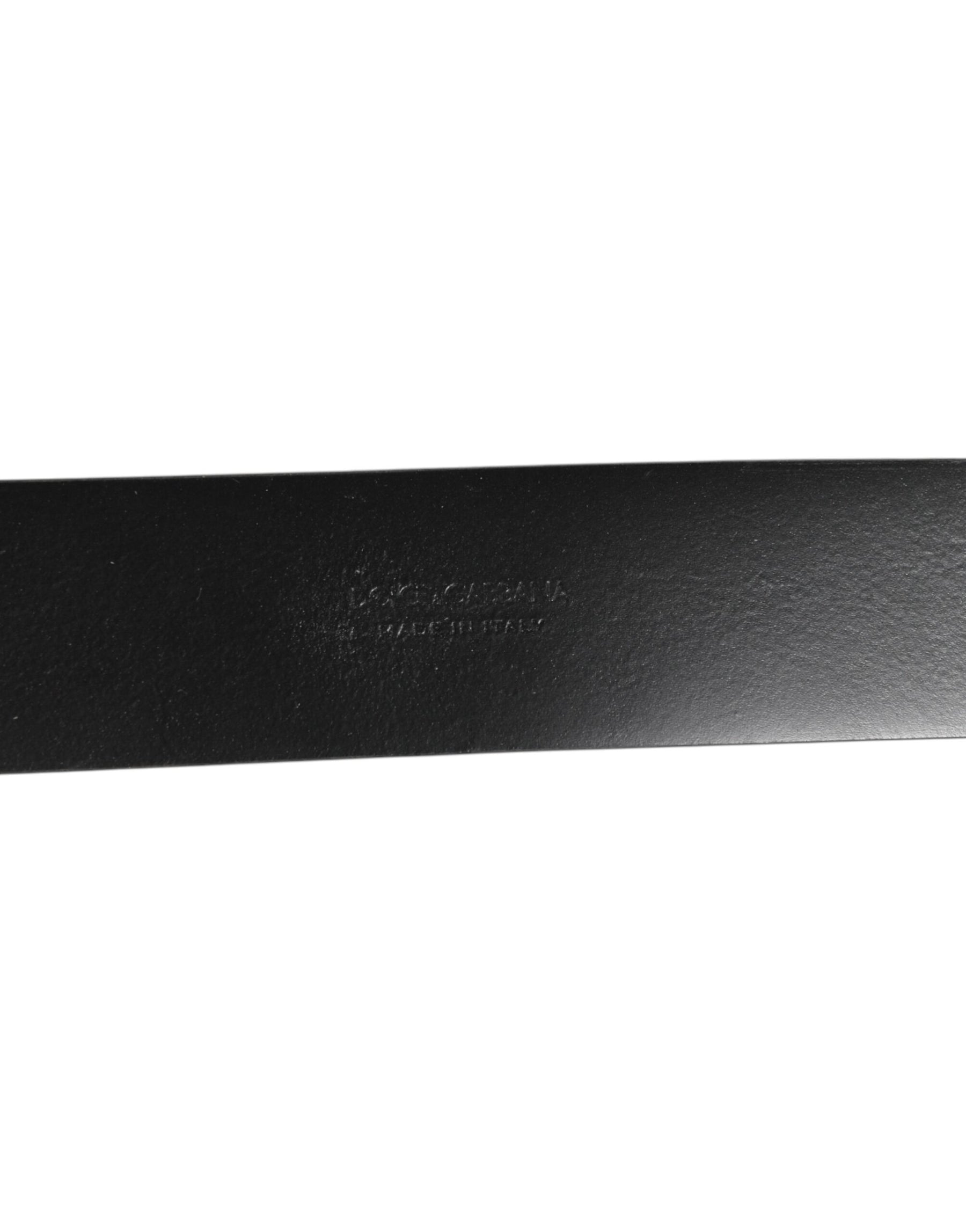 Dolce & Gabbana Black Leather Side Rings Brass Buckle Belt | Regal Royce