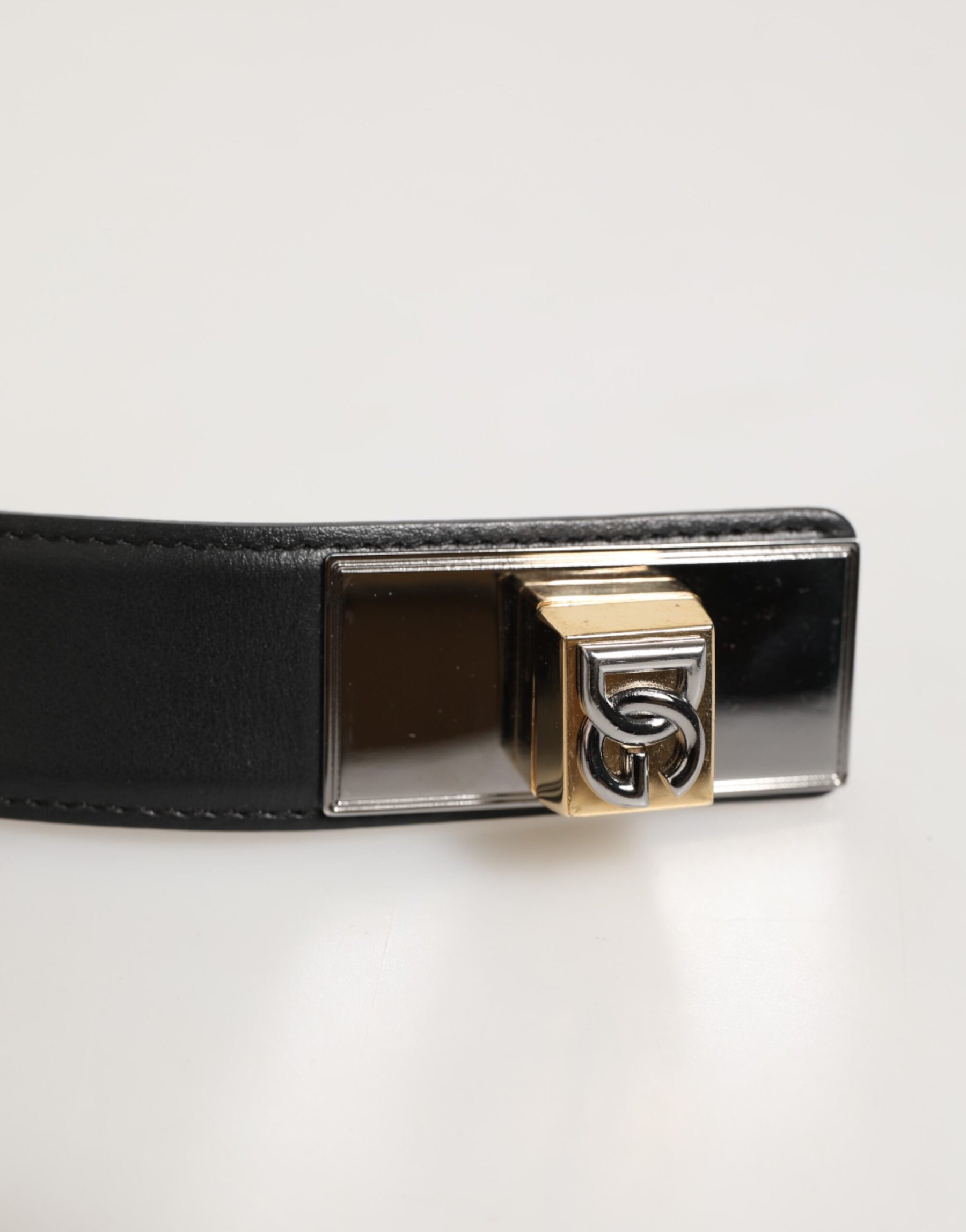 Dolce & Gabbana Black Leather Classic Metal Logo Buckle Belt | Regal Royce