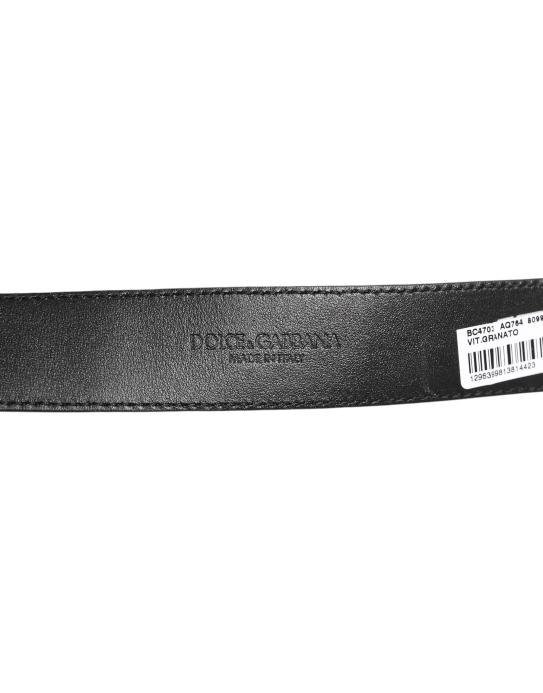 Dolce & Gabbana Black Leather Classic Metal Logo Buckle Belt | Regal Royce