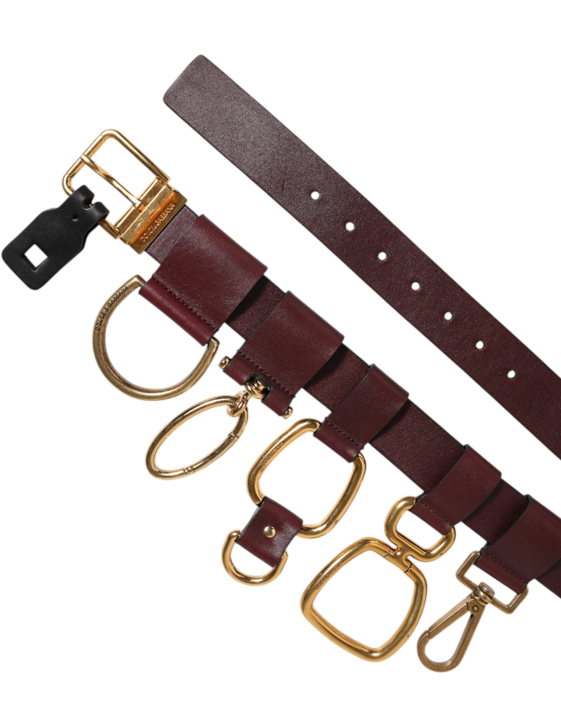 Dolce & Gabbana Brown Key Ring Clip Attachments Buckle Belt | Regal Royce