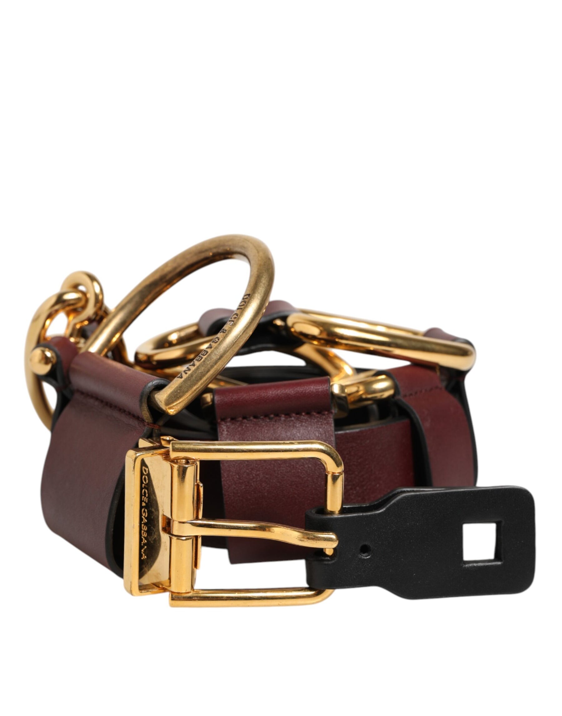 Dolce & Gabbana Brown Key Ring Clip Attachments Buckle Belt | Regal Royce