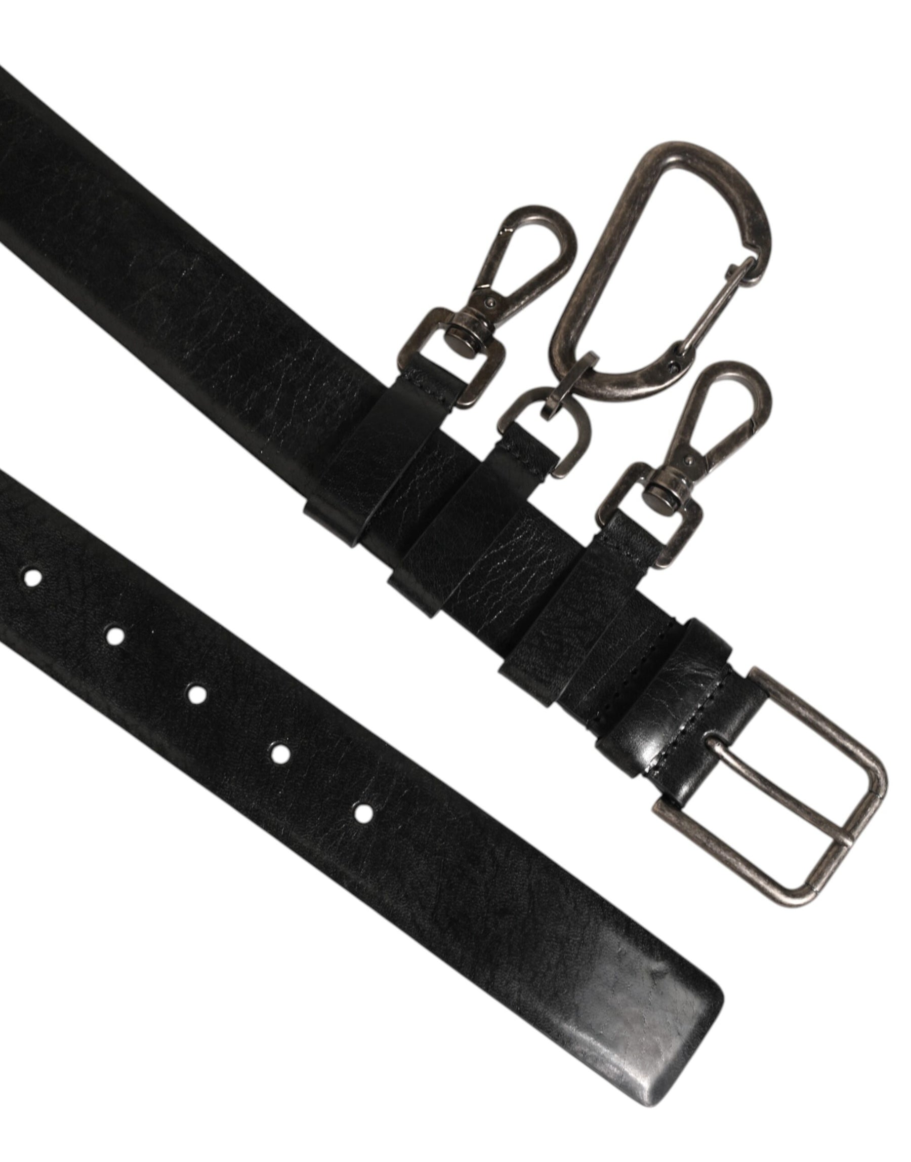 Dolce & Gabbana Black Key Ring Clip Attachments Buckle Belt | Regal Royce