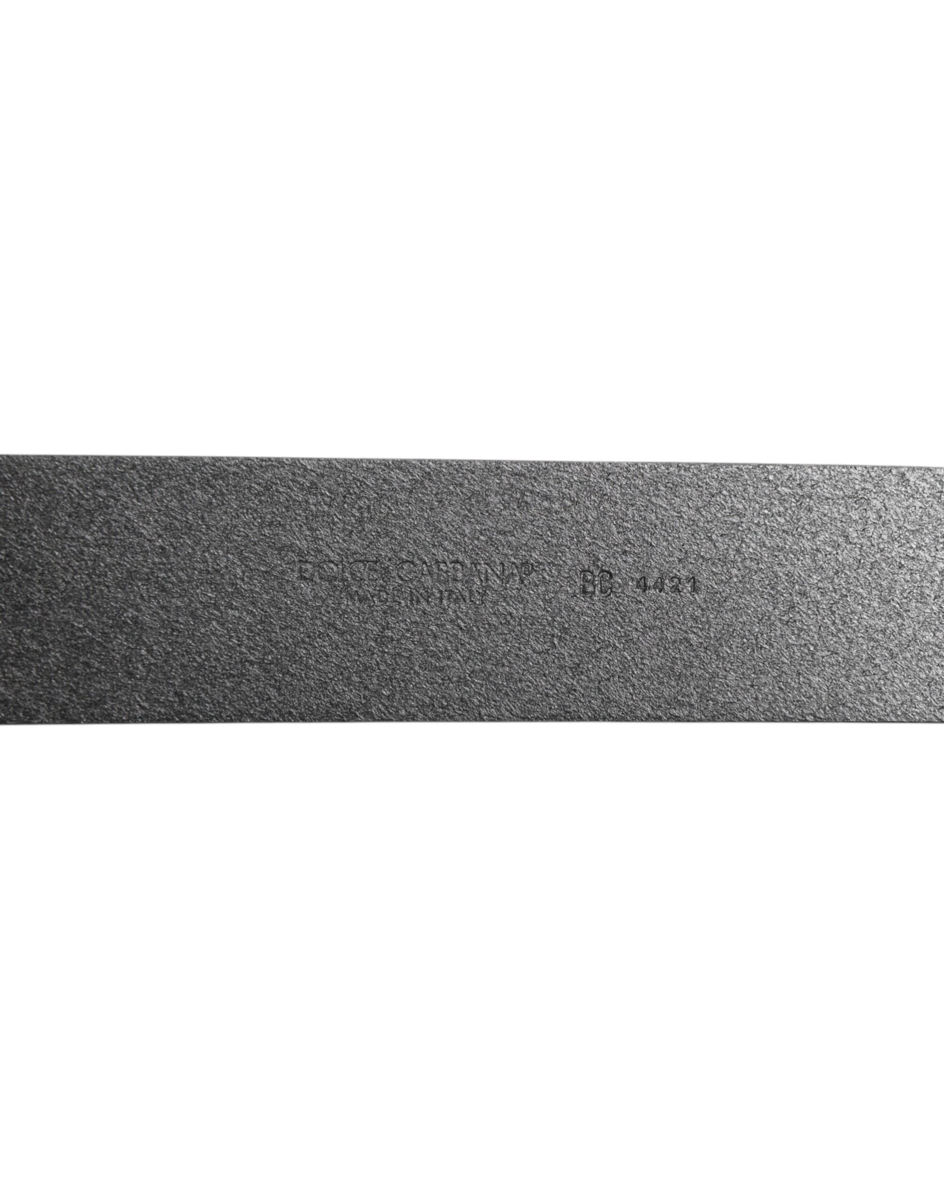 Dolce & Gabbana Black Leather Classic Metal Logo Buckle Belt
