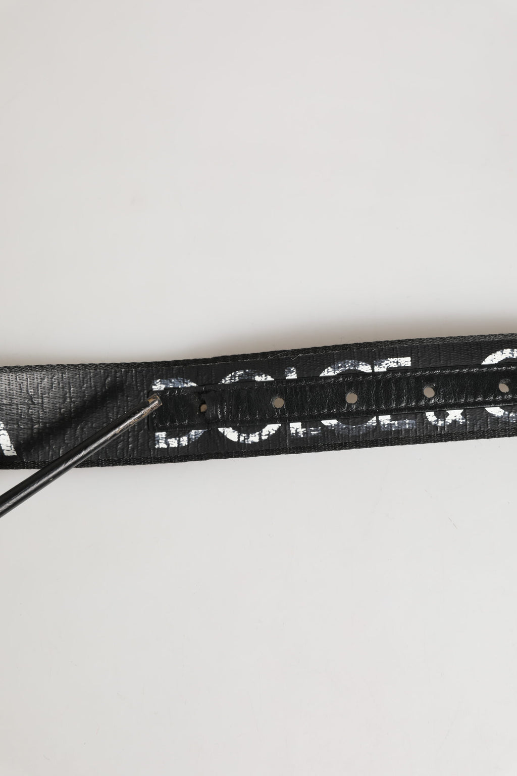 Dolce & Gabbana Black White Printed Metal Logo Buckle Belt