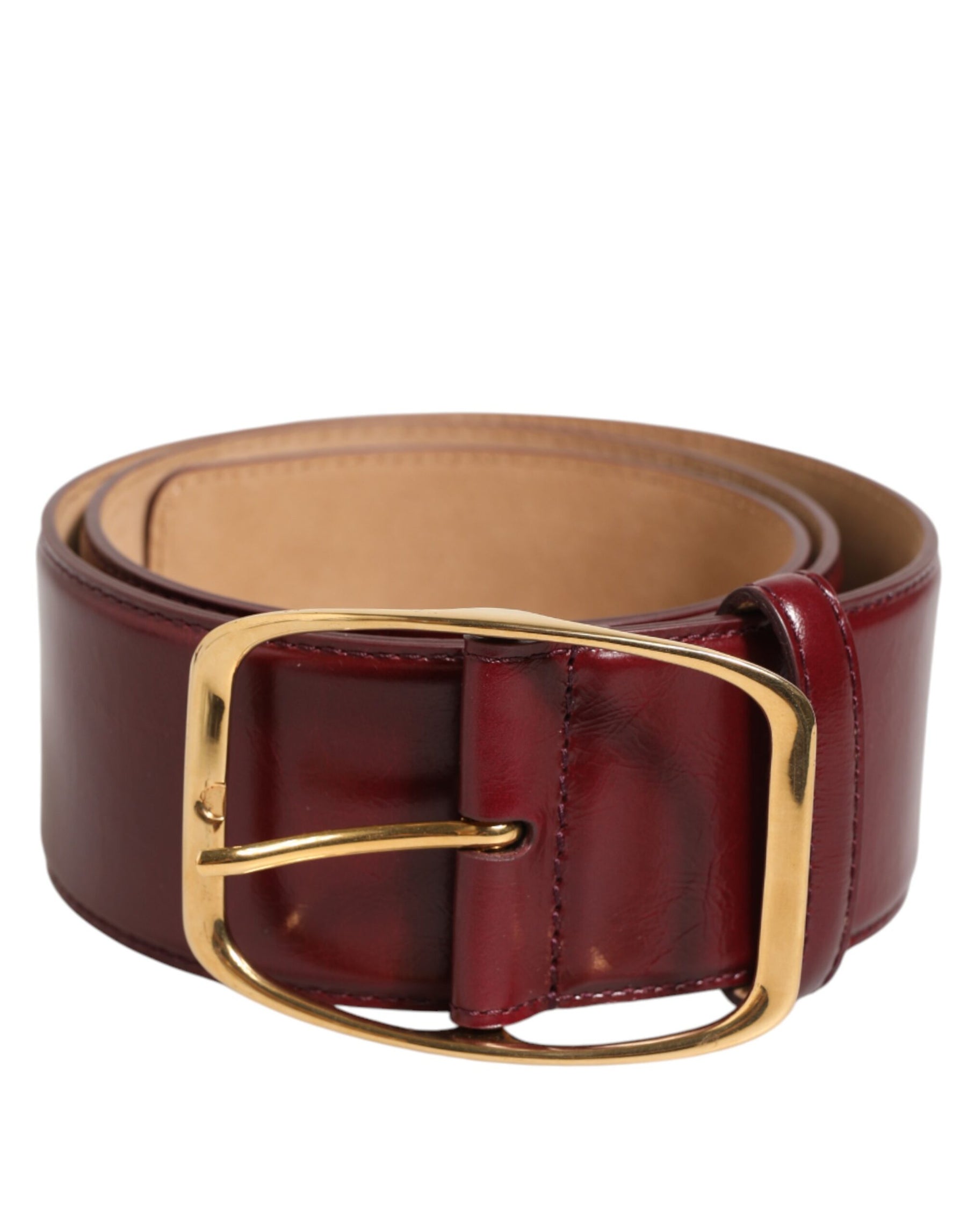 Dolce & Gabbana Burgundy Leather Gold Metal Buckle Women Belt | Regal Royce