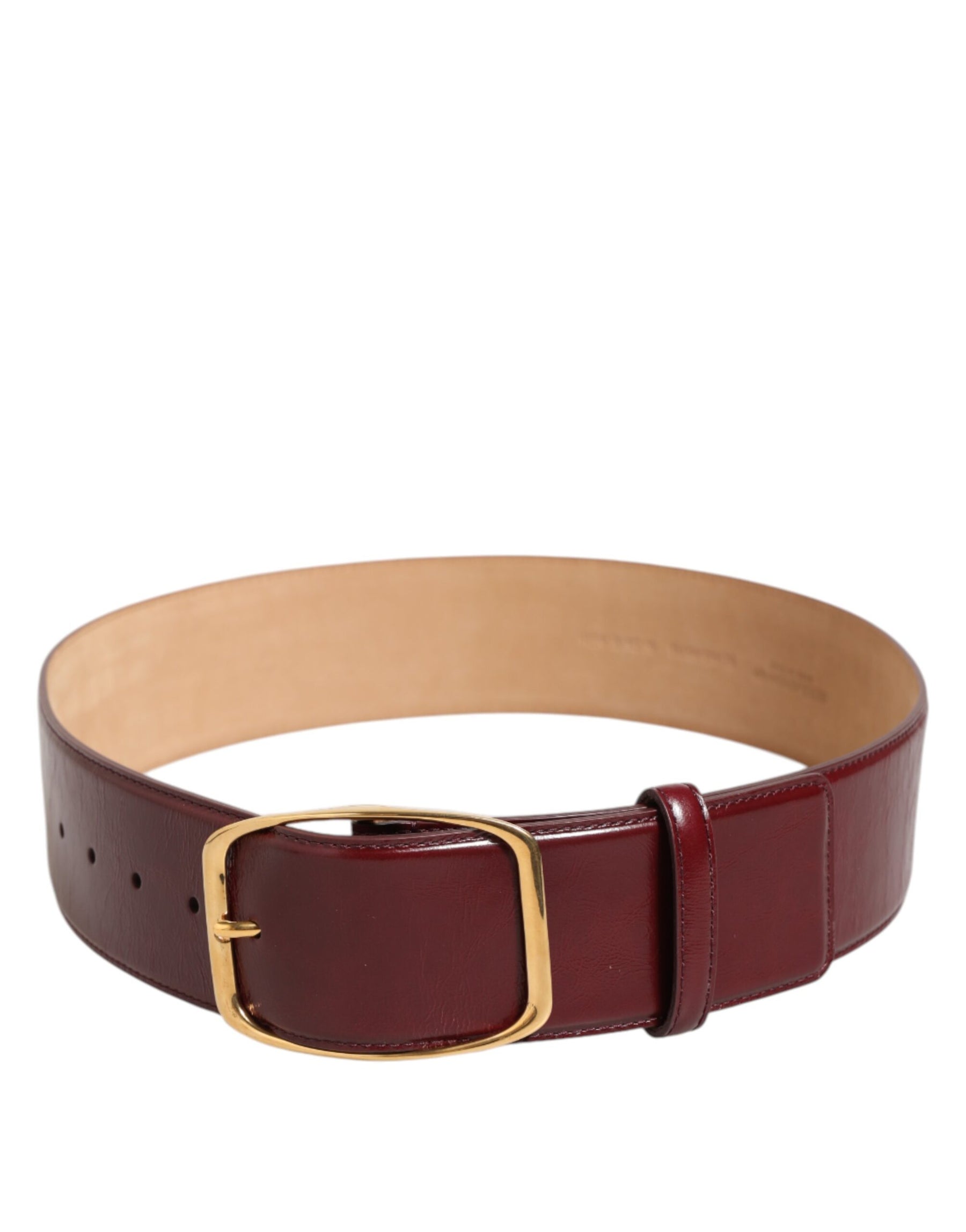 Dolce & Gabbana Burgundy Leather Gold Metal Buckle Women Belt | Regal Royce