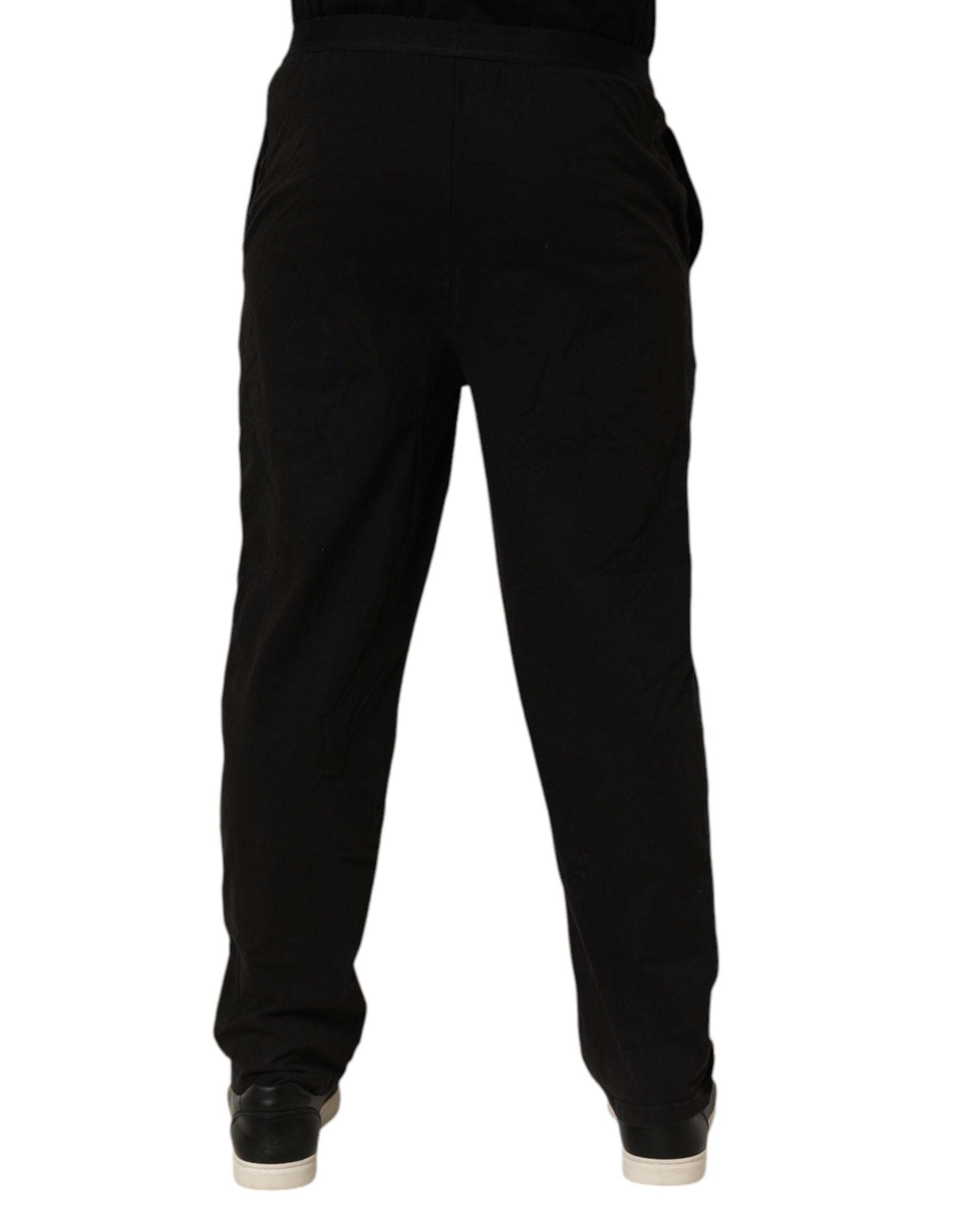 Emporio Armani Black Cotton Blend Logo Waistband Trouser Pants | Regal Royce