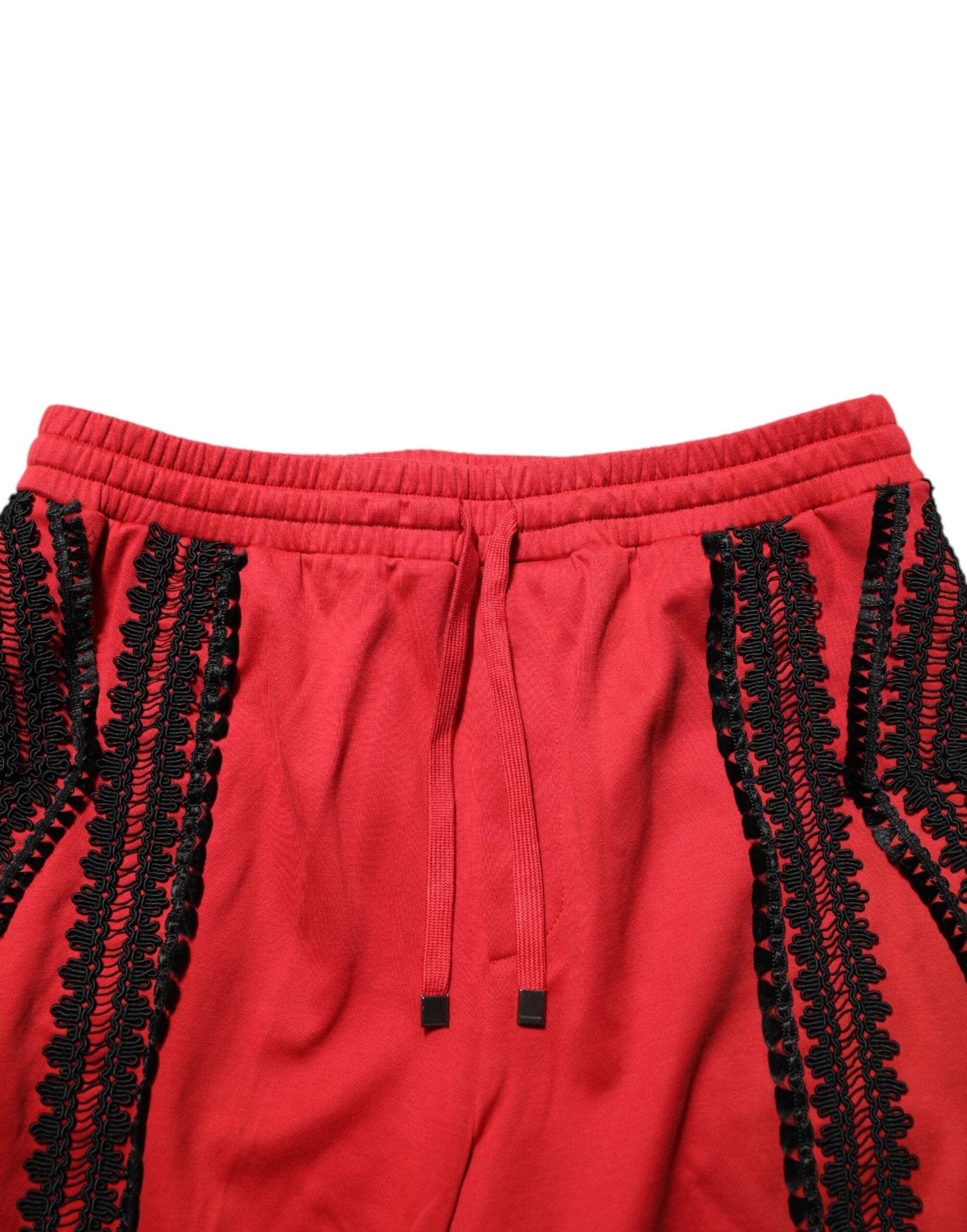 Dolce & Gabbana Red Embroidered Casual Cropped Trouser Pants | Regal Royce