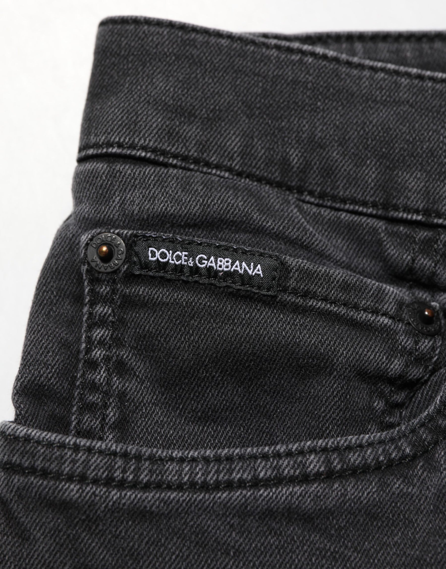 Dolce & Gabbana Dark Gray Cotton Stretch Denim Trouser Jeans | Regal Royce
