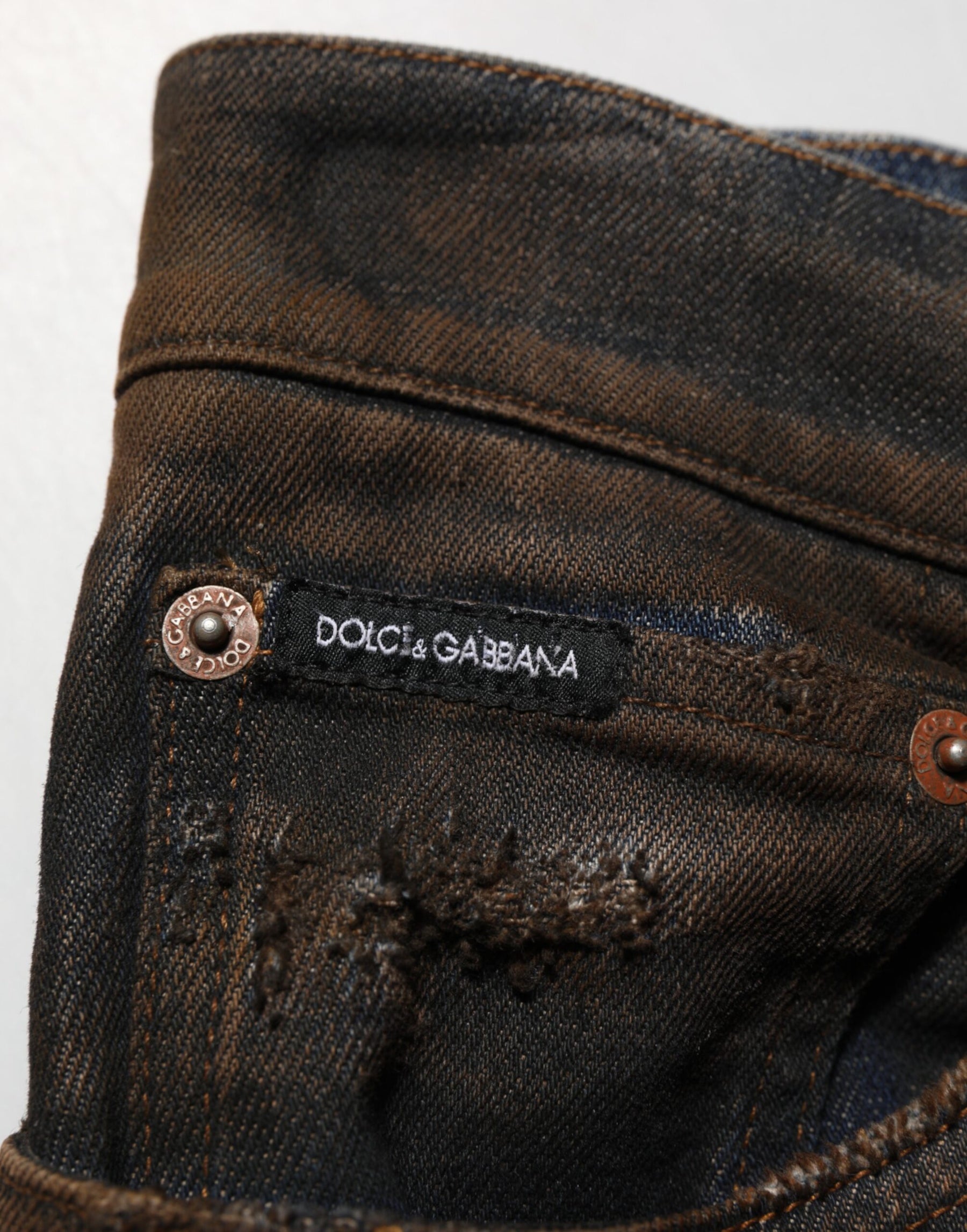 Dolce & Gabbana Black Cotton Skinny Tattered Men Denim Jeans | Regal Royce