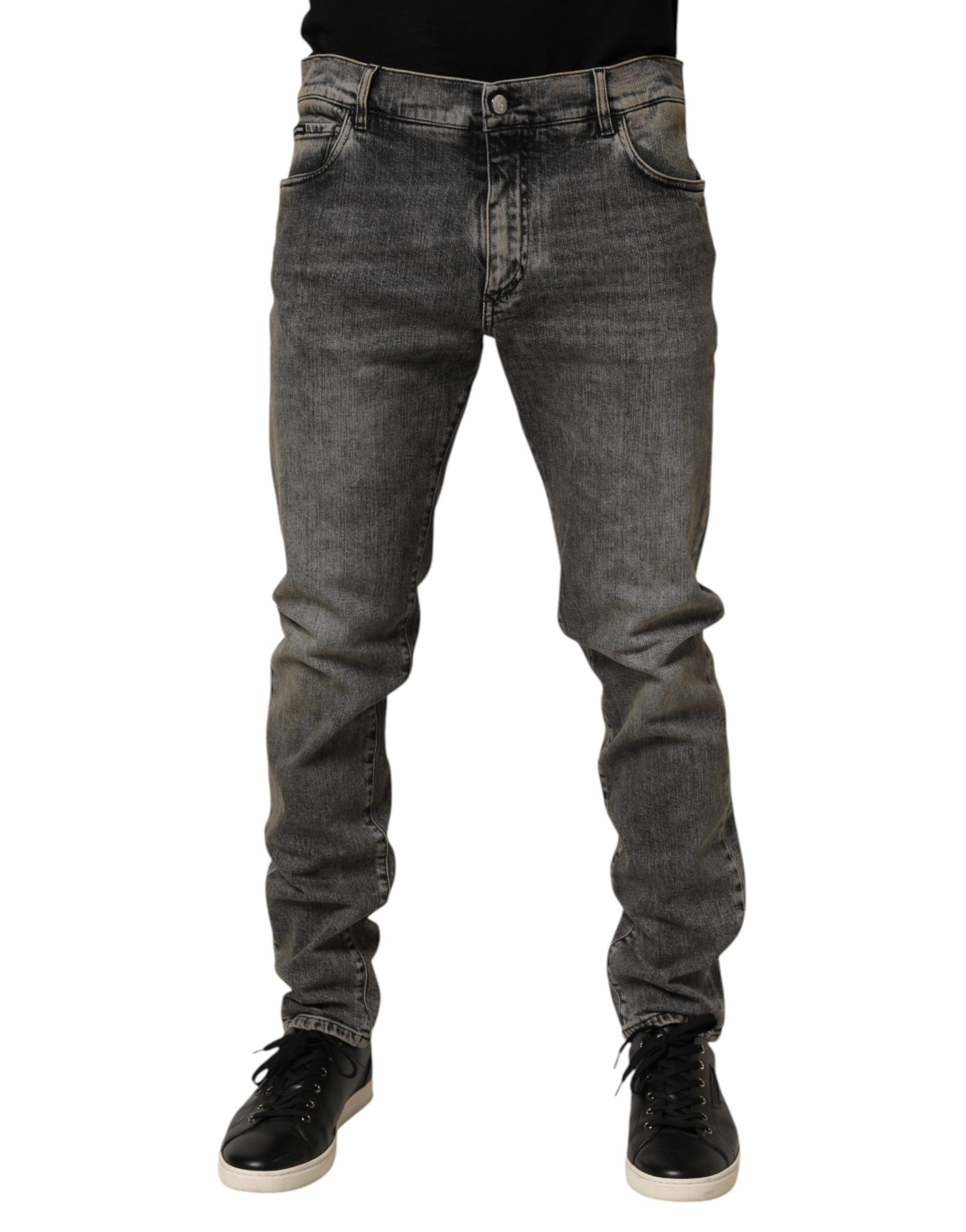 Dolce & Gabbana Gray Cotton Stretch Slim Fit Men Denim Jeans | Regal Royce