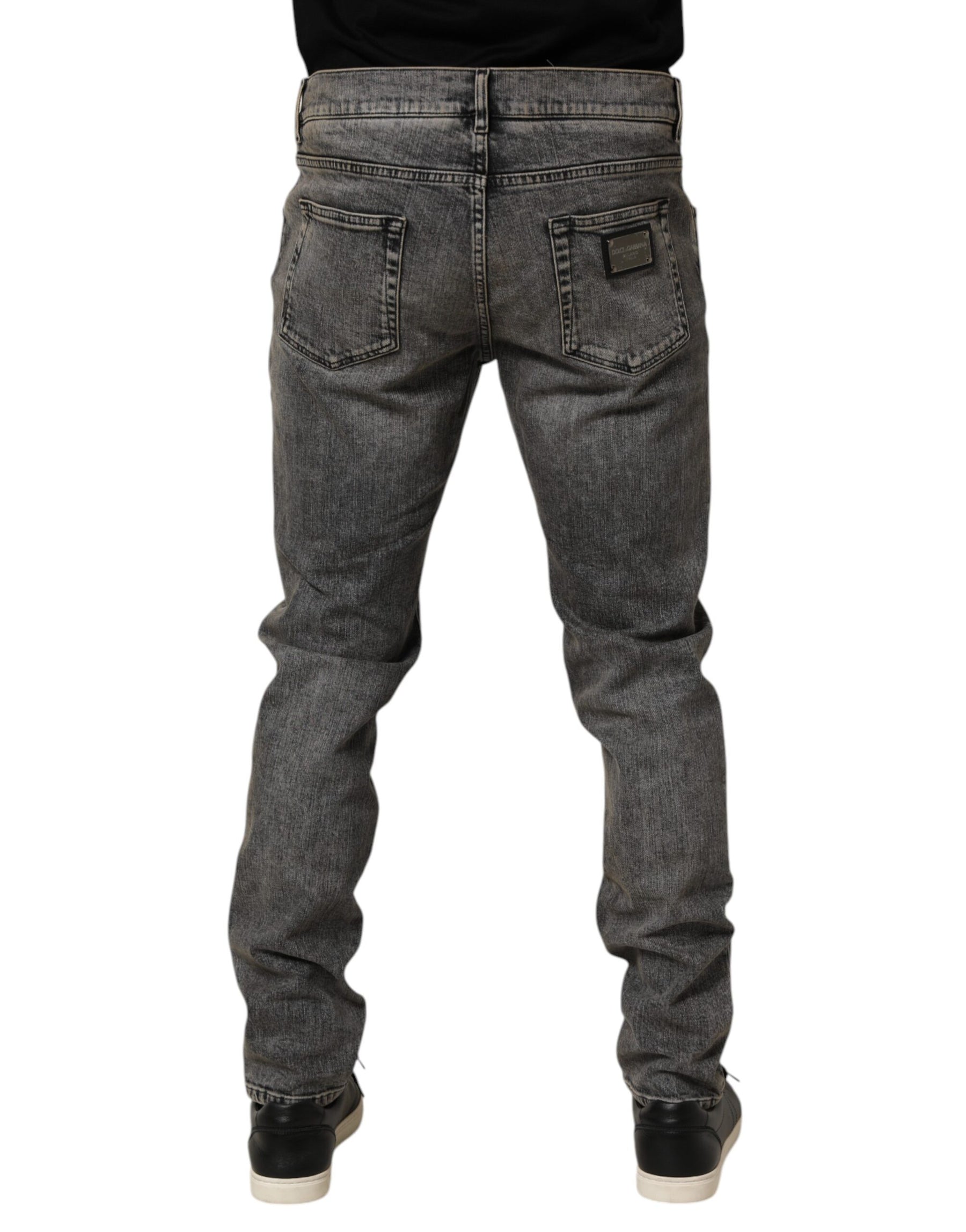 Dolce & Gabbana Gray Cotton Stretch Slim Fit Men Denim Jeans | Regal Royce