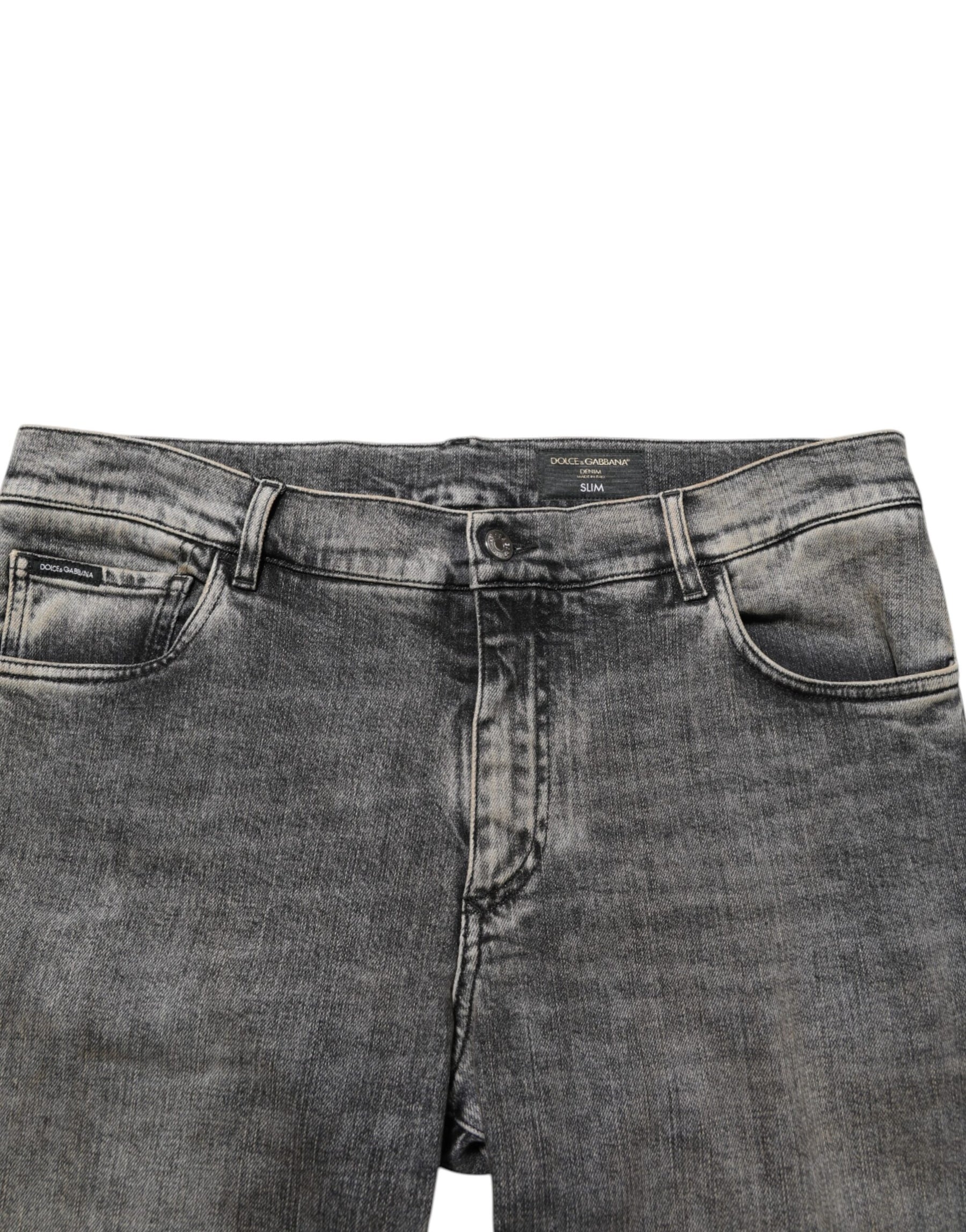 Dolce & Gabbana Gray Cotton Stretch Slim Fit Men Denim Jeans | Regal Royce