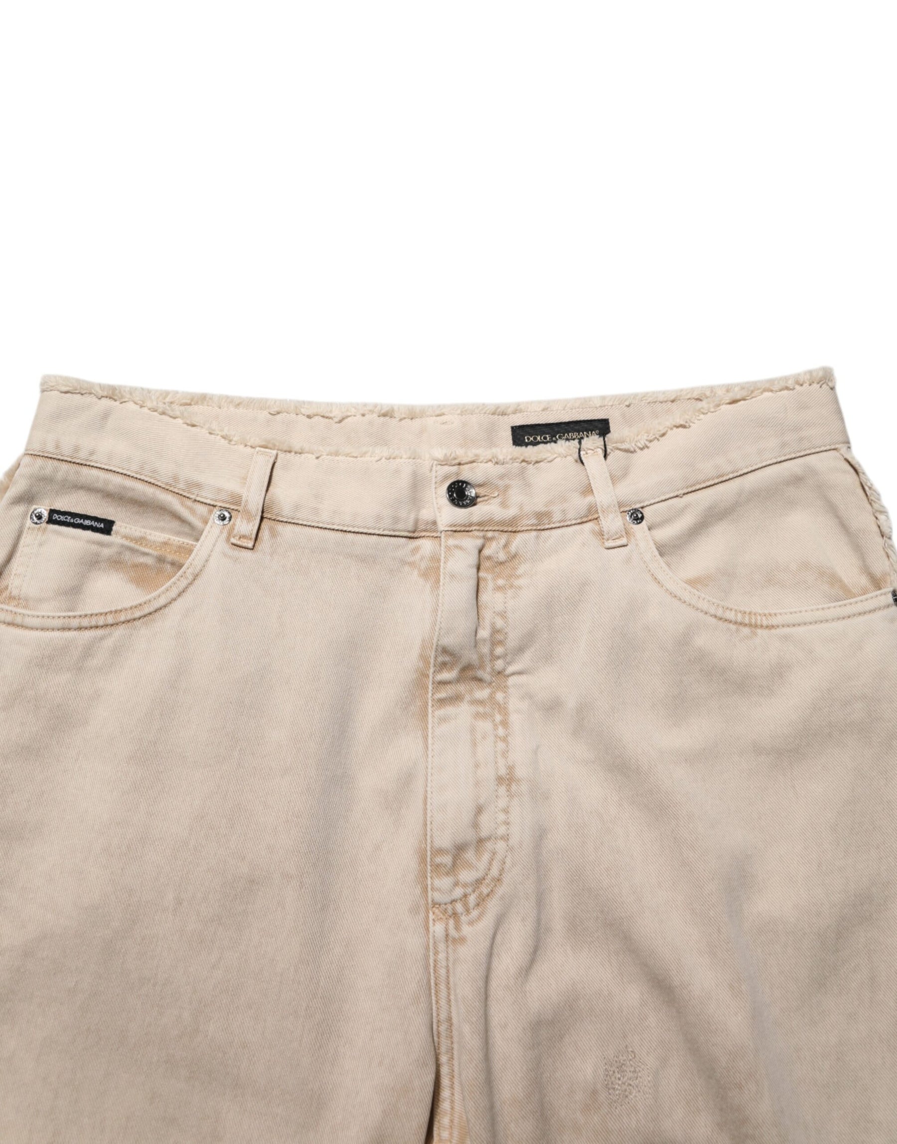 Dolce & Gabbana Beige Cotton Straight Denim Trouser Jeans | Regal Royce