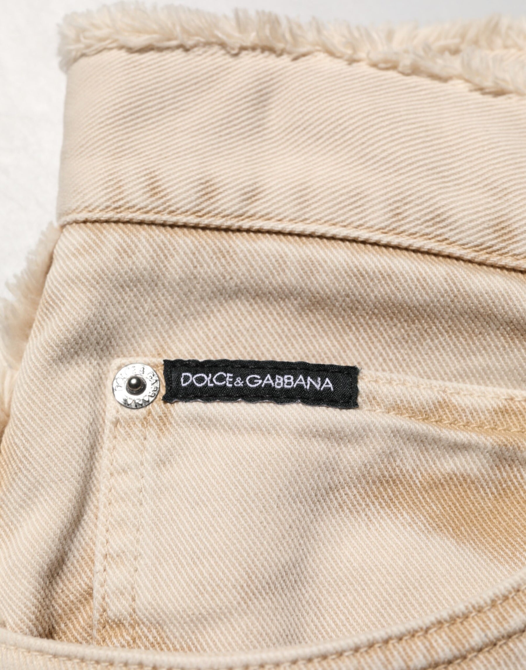 Dolce & Gabbana Beige Cotton Straight Denim Trouser Jeans | Regal Royce