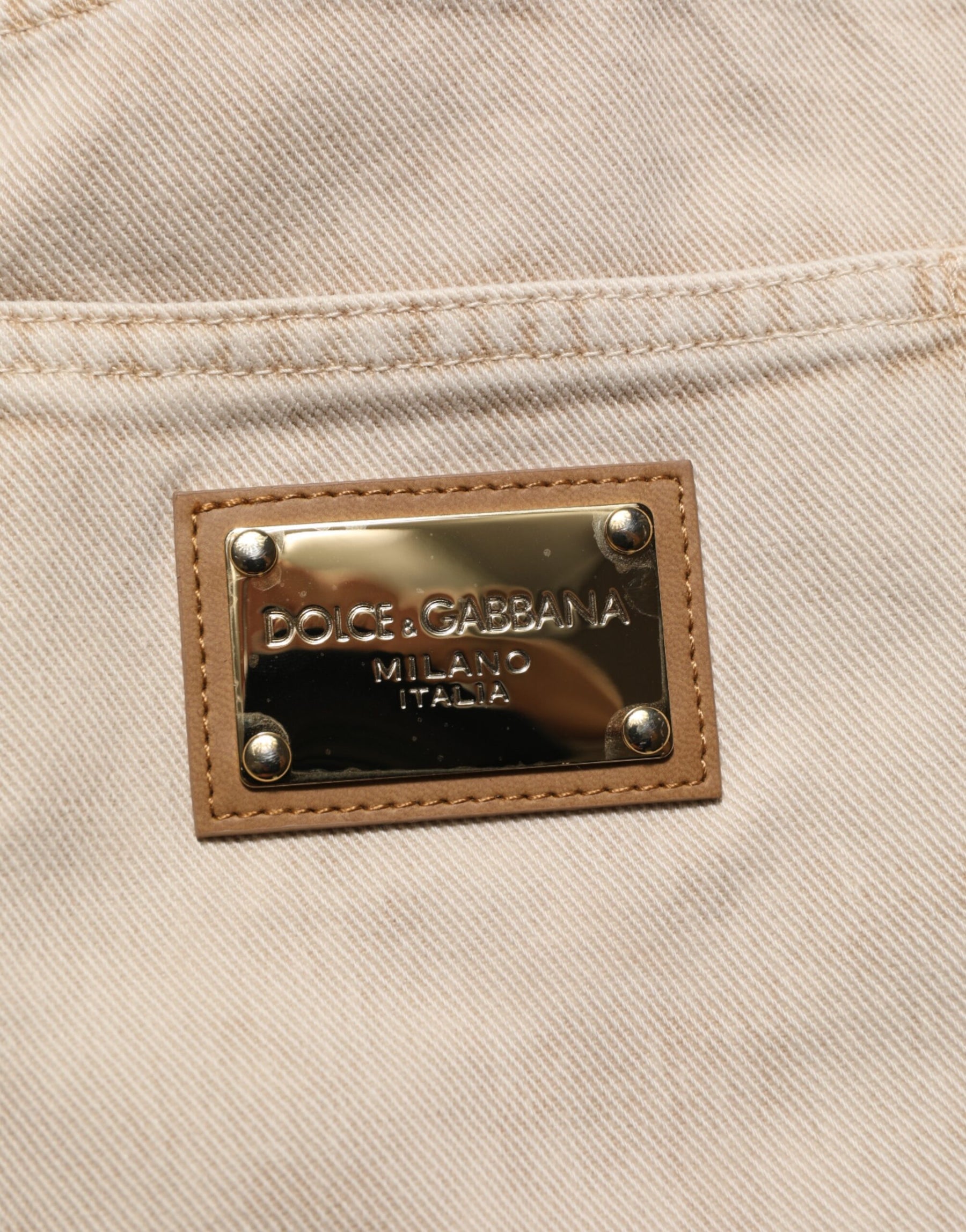 Dolce & Gabbana Beige Cotton Straight Denim Trouser Jeans | Regal Royce