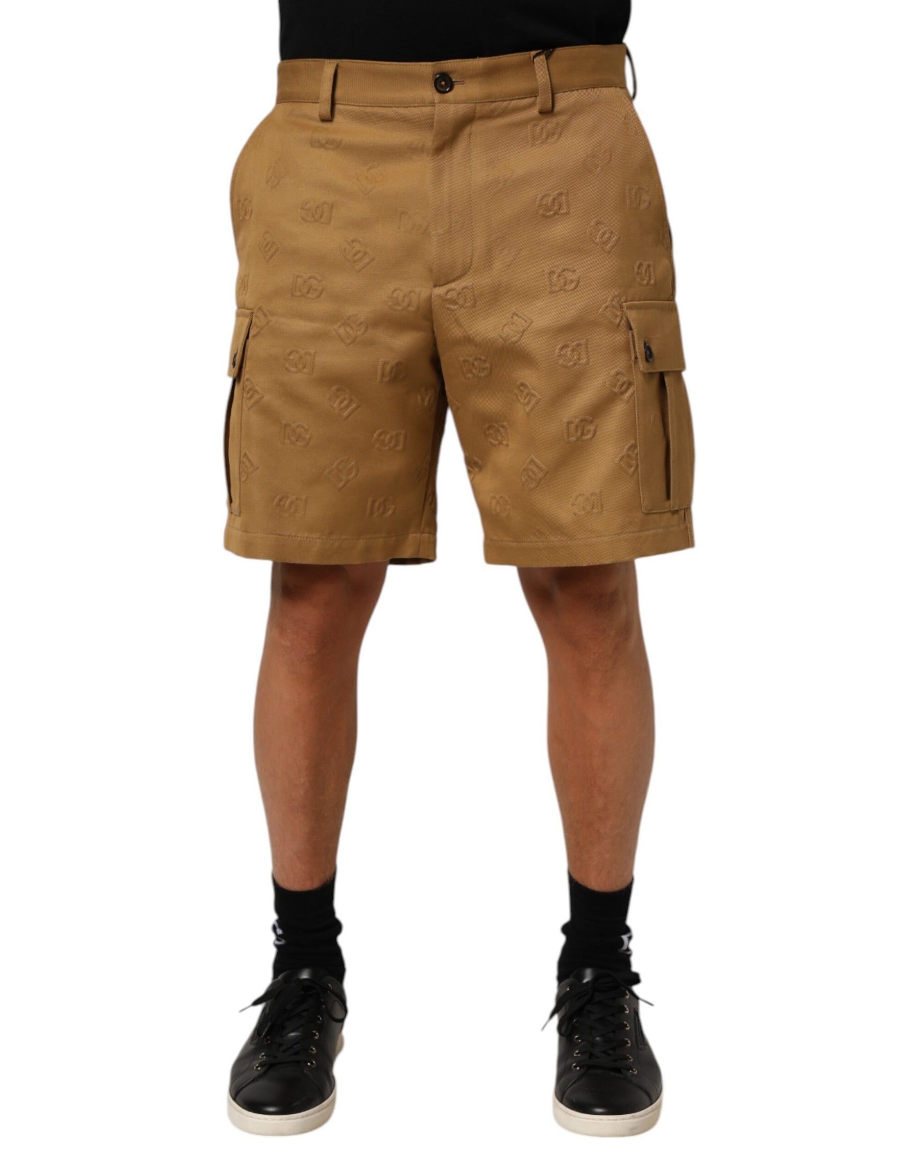 Dolce & Gabbana Brown Cotton Stretch Logo CargoBermuda Shorts | Regal Royce