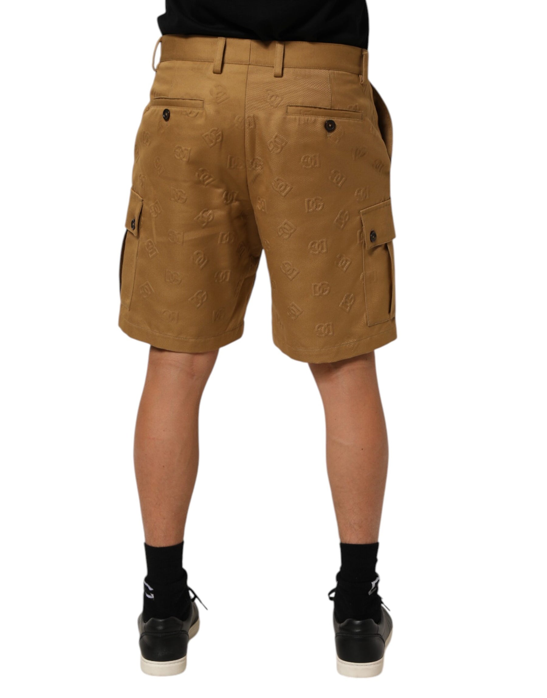 Dolce & Gabbana Brown Cotton Stretch Logo CargoBermuda Shorts | Regal Royce