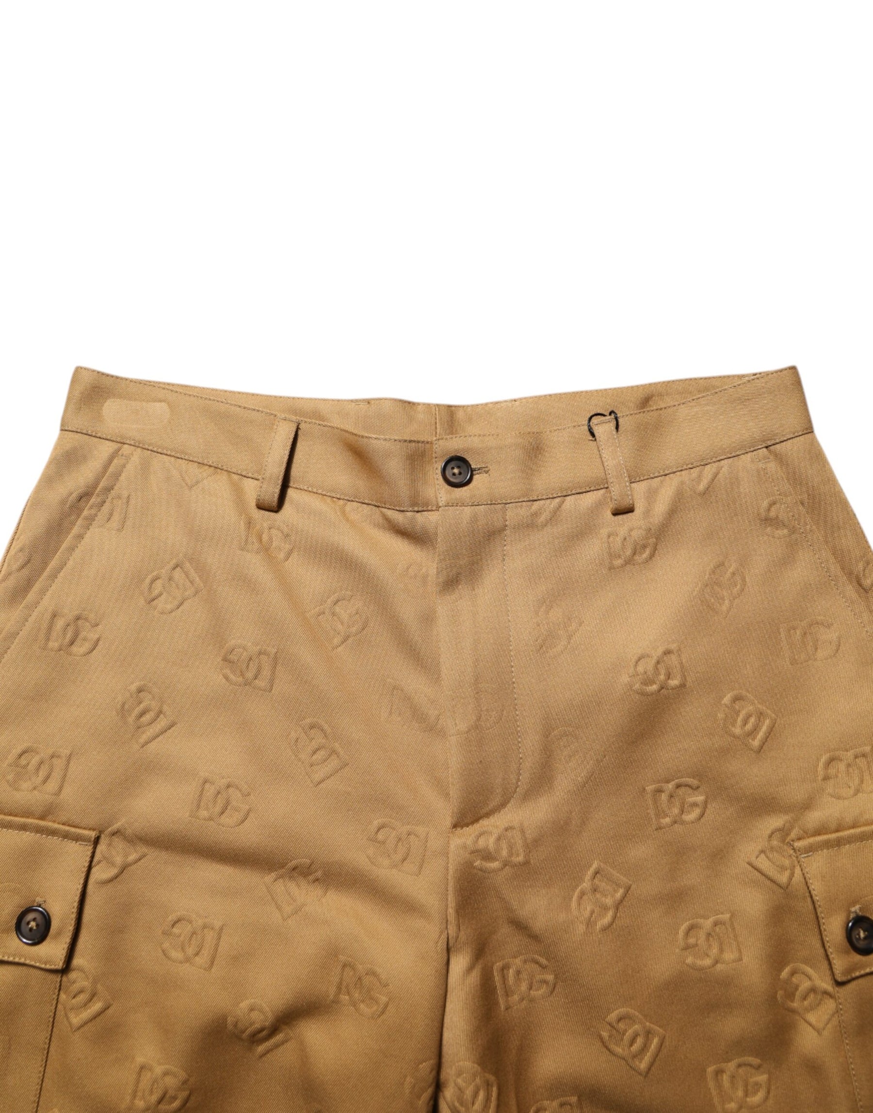 Dolce & Gabbana Brown Cotton Stretch Logo CargoBermuda Shorts | Regal Royce