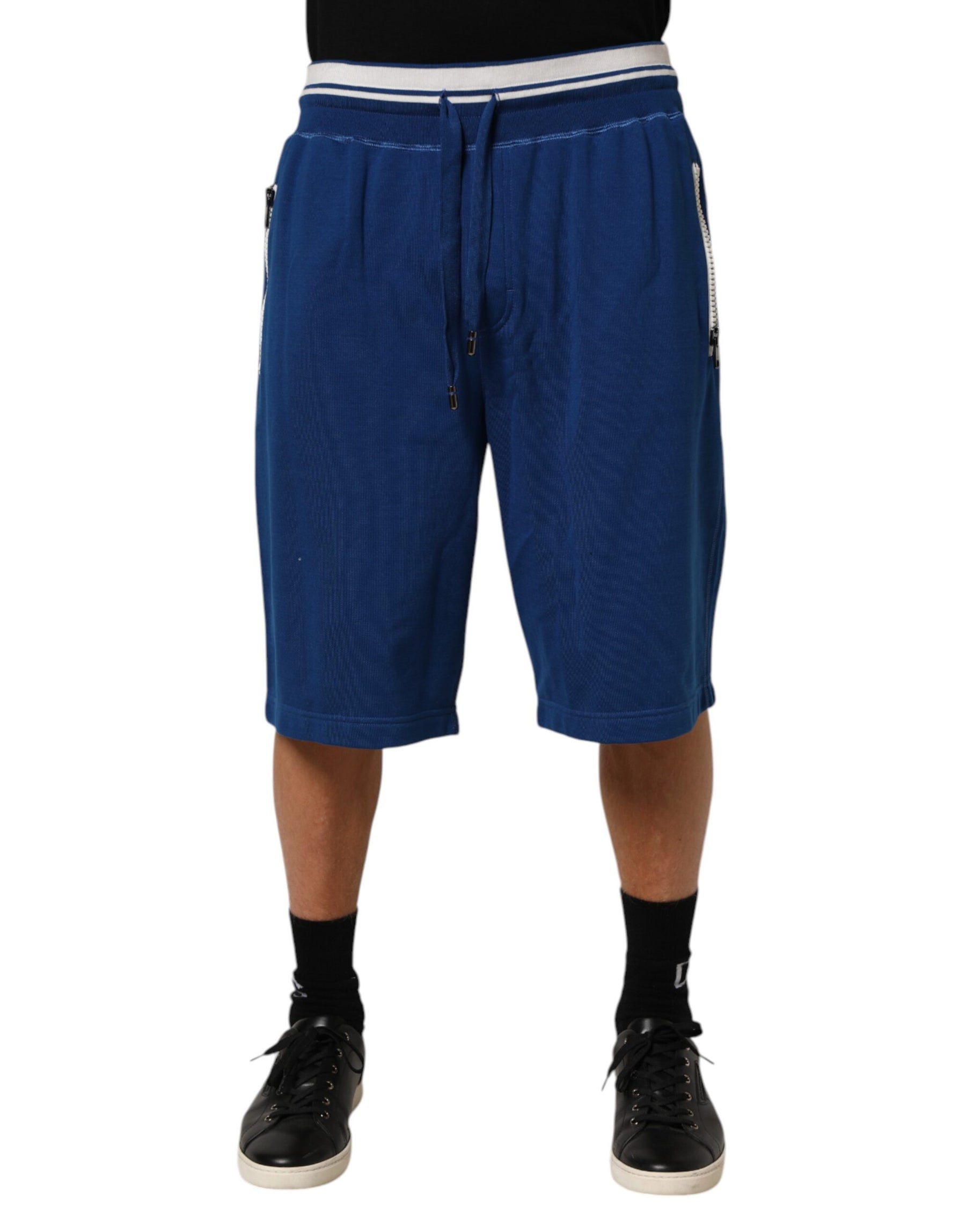 Dolce & Gabbana Blue Cotton Blend Bermuda Sweatpants Shorts | Regal Royce