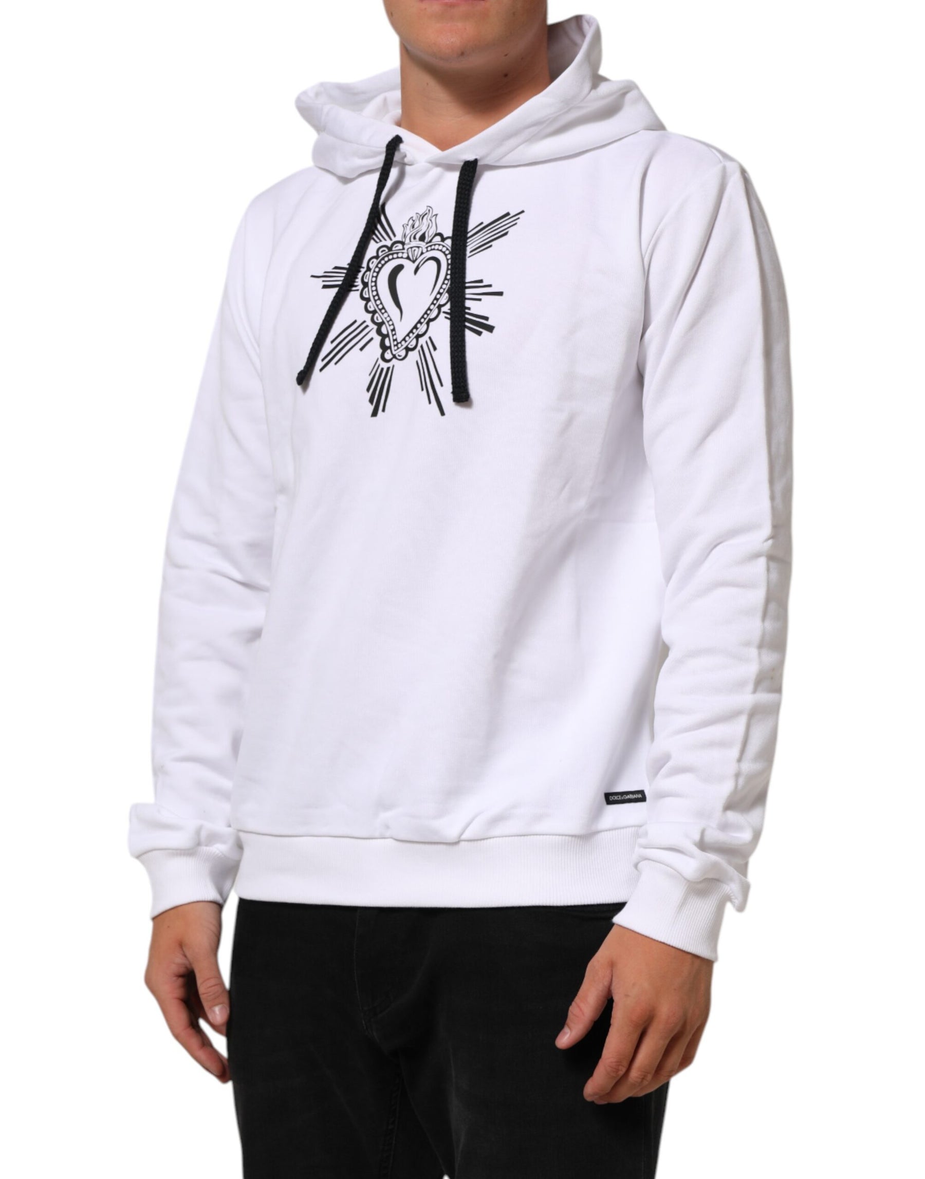 Dolce & Gabbana White Sacred Heart Hooded Sweatshirt Sweater | Regal Royce