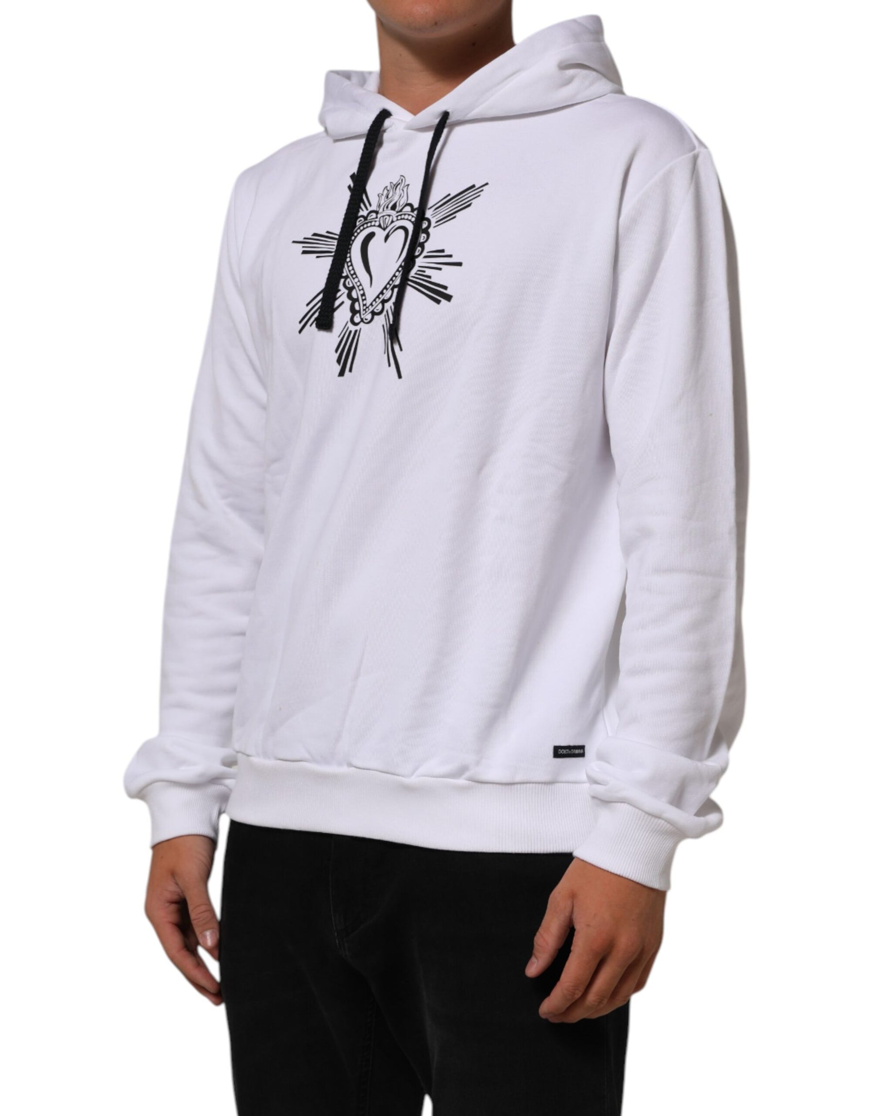 Dolce & Gabbana White Sacred Heart Hooded Sweatshirt Sweater | Regal Royce