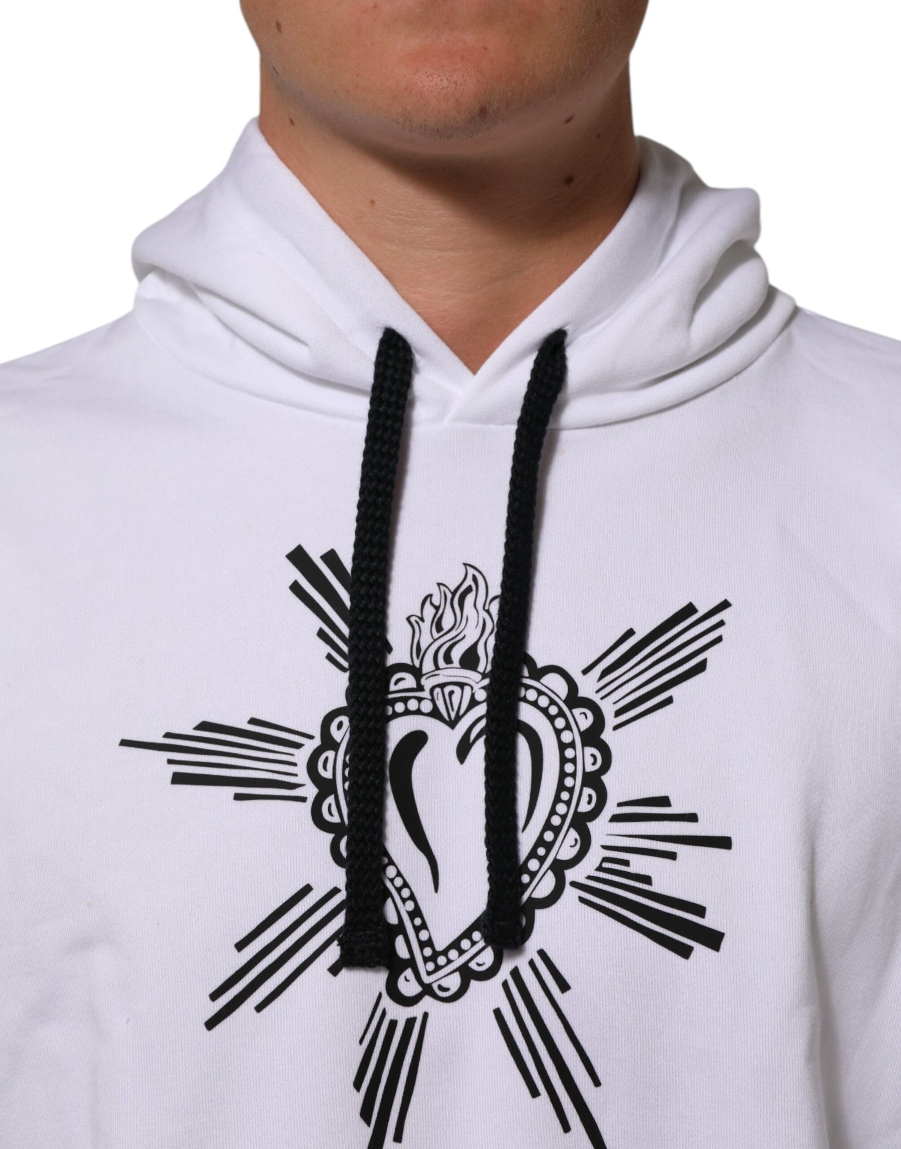 Dolce & Gabbana White Sacred Heart Hooded Sweatshirt Sweater | Regal Royce